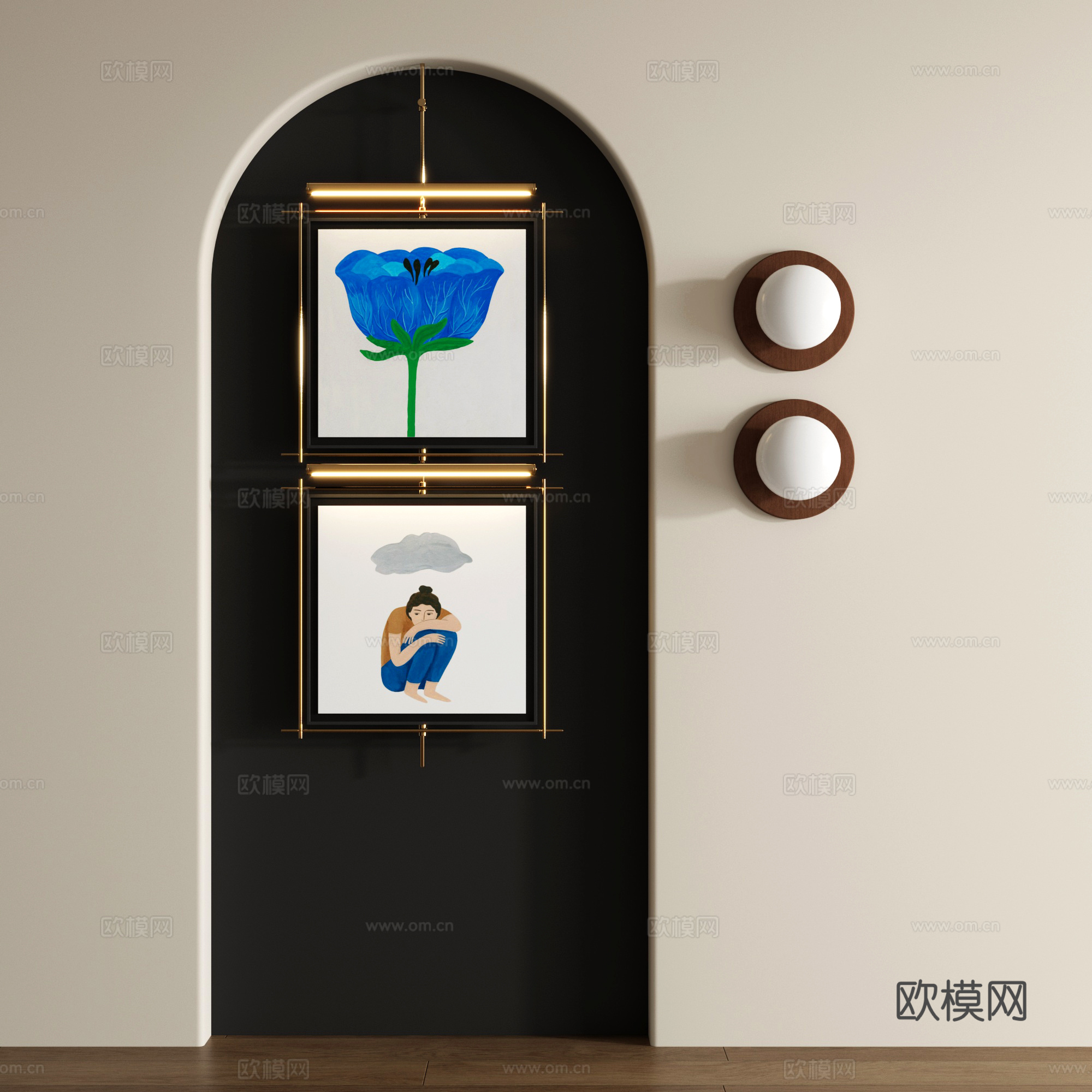 现代装饰画 复古装饰画su模型