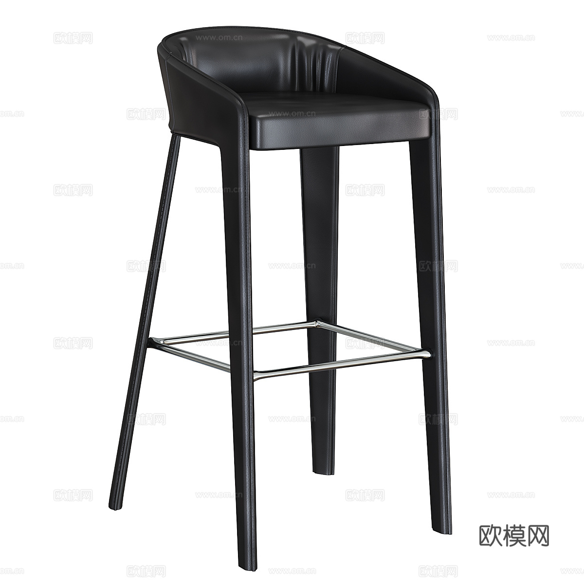 现代意式轻奢皮革吧台椅3d模型