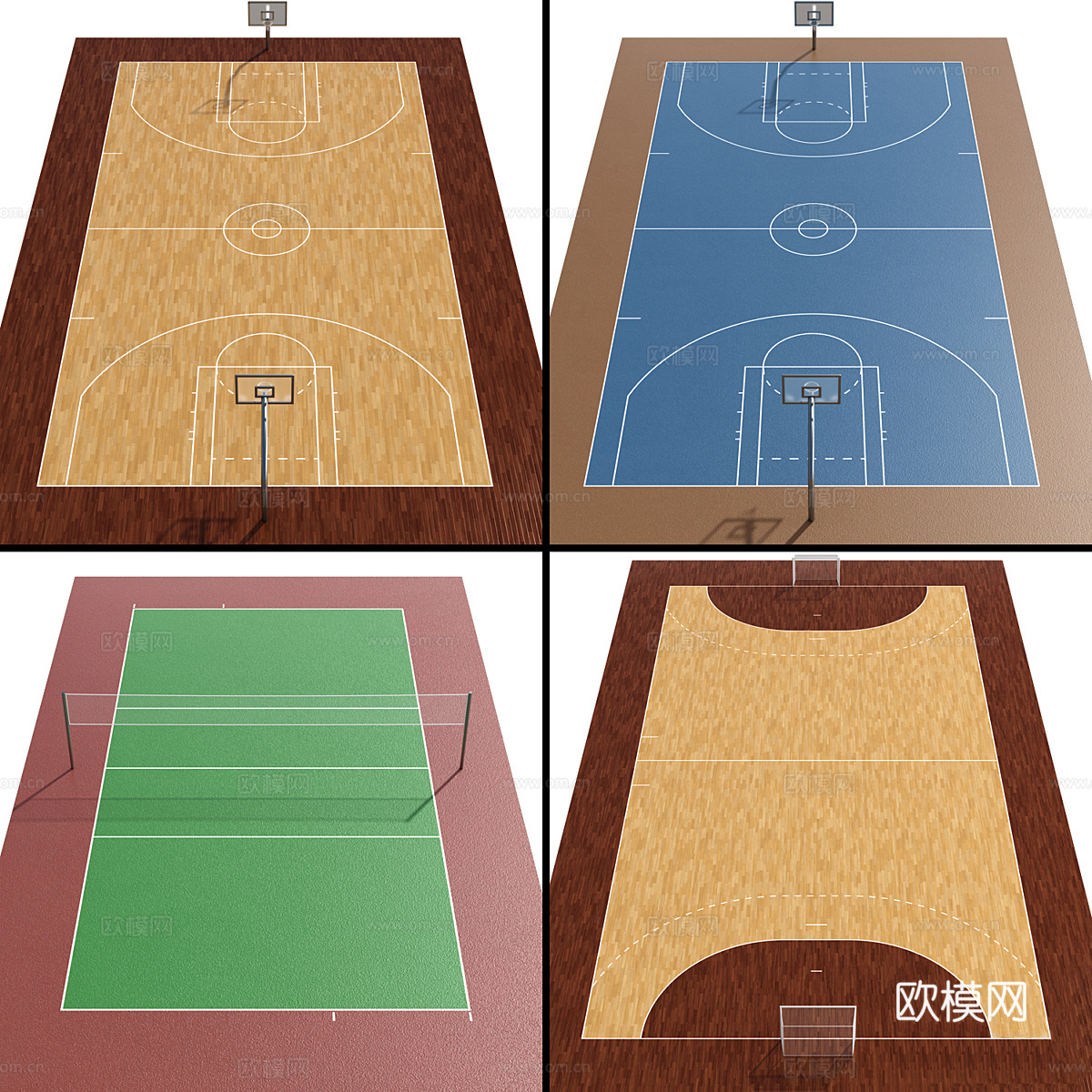 现代手球 篮球 排球场地3d模型