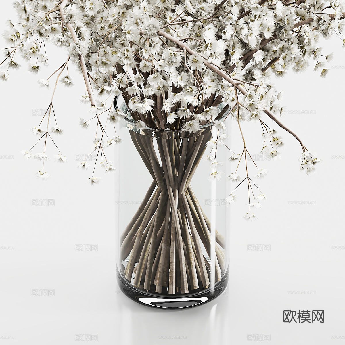现代玻璃花瓶花艺3d模型