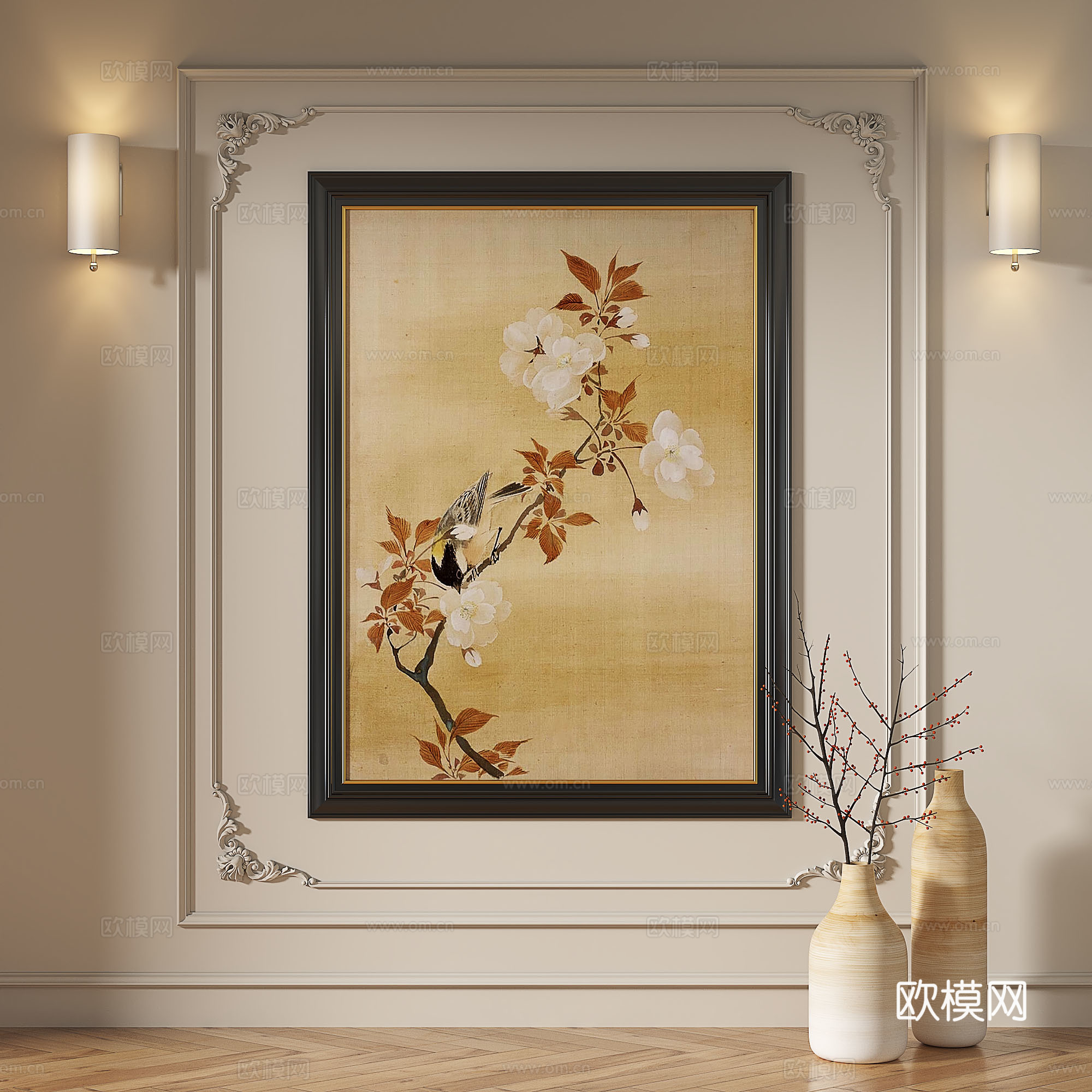 法式，中古，复古，油画，轻奢，抽象，现代，欧式，古典，装饰画3d模型