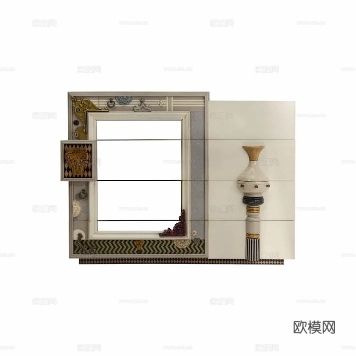 北欧中古复古边柜 端景柜 创意艺术餐边柜su模型