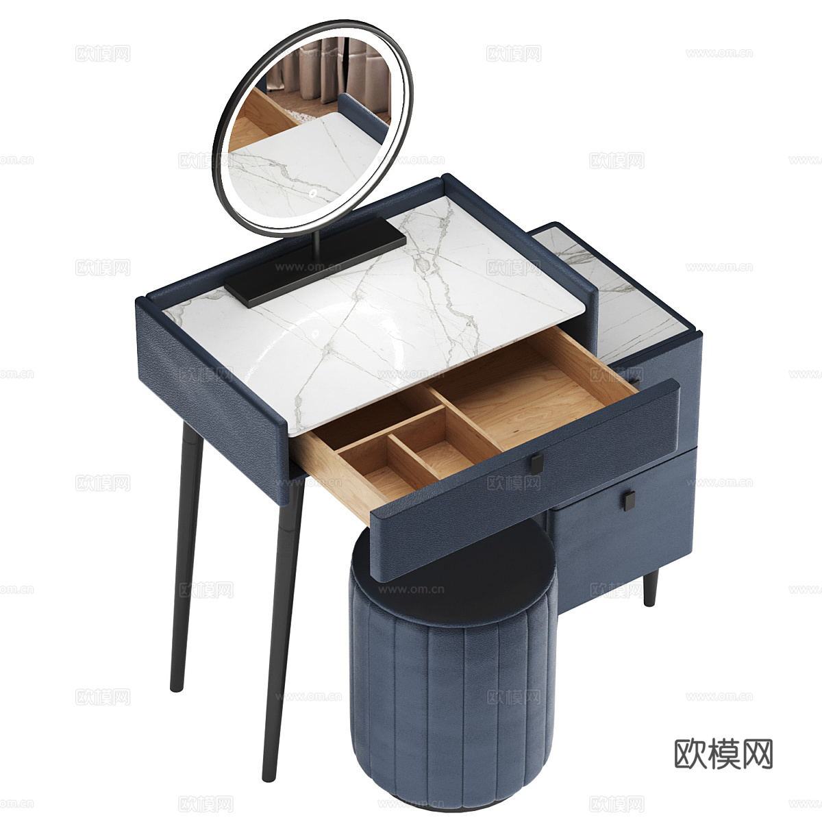 现代意式轻奢梳妆台3d模型