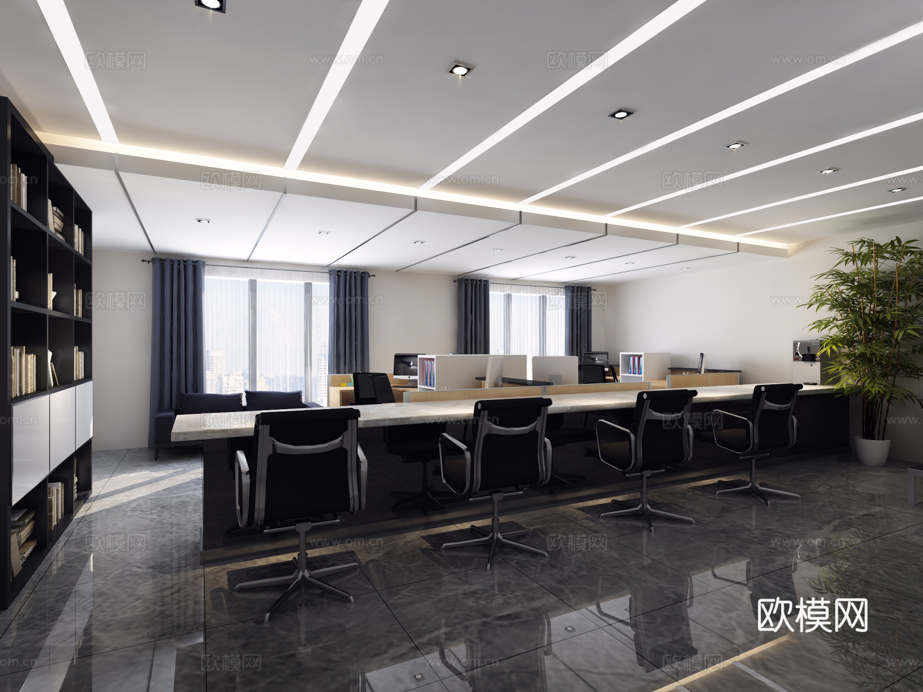 现代 工装 财务室 办公室模型组合3d模型