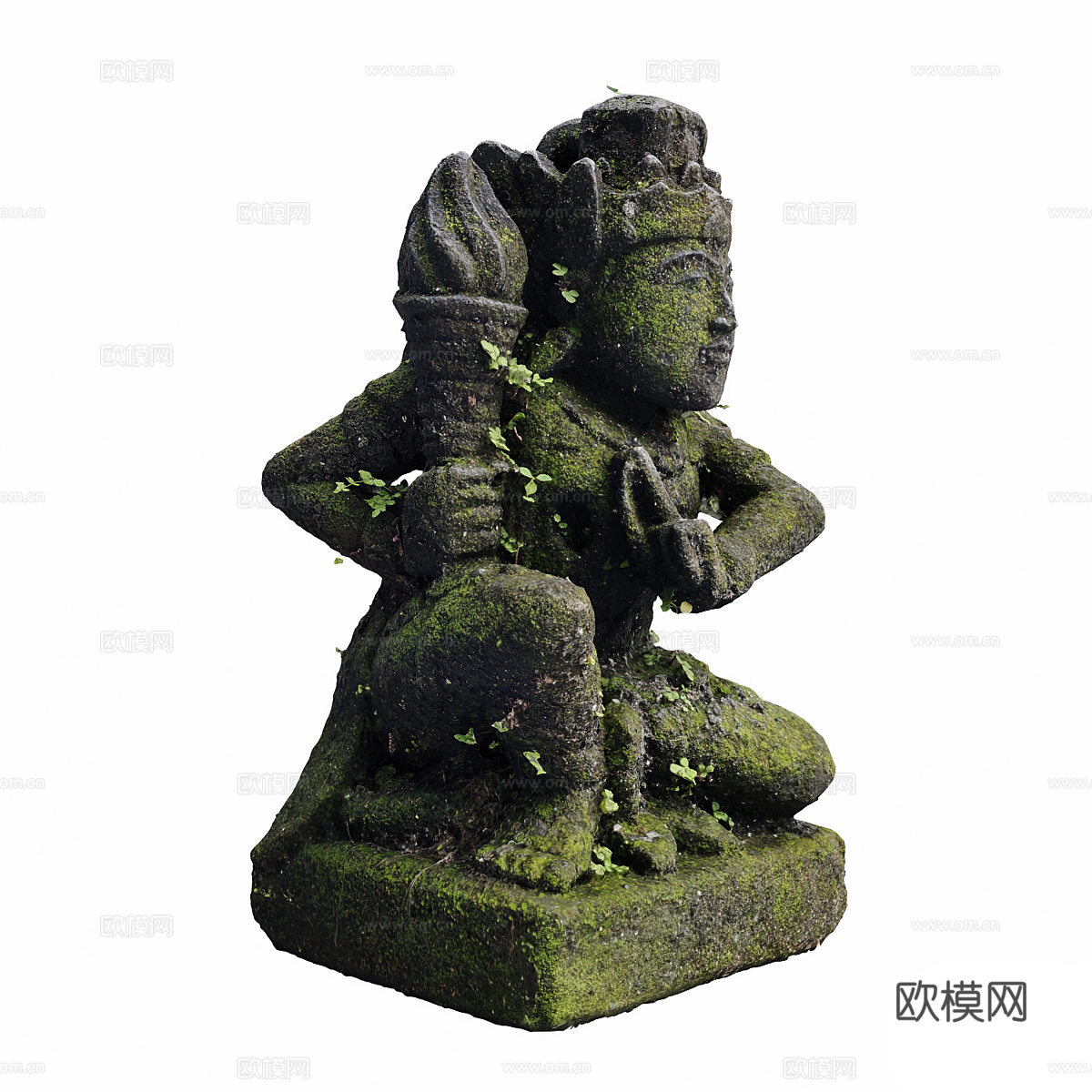 新中式侘寂庭院雕塑 马哈德瓦3d模型