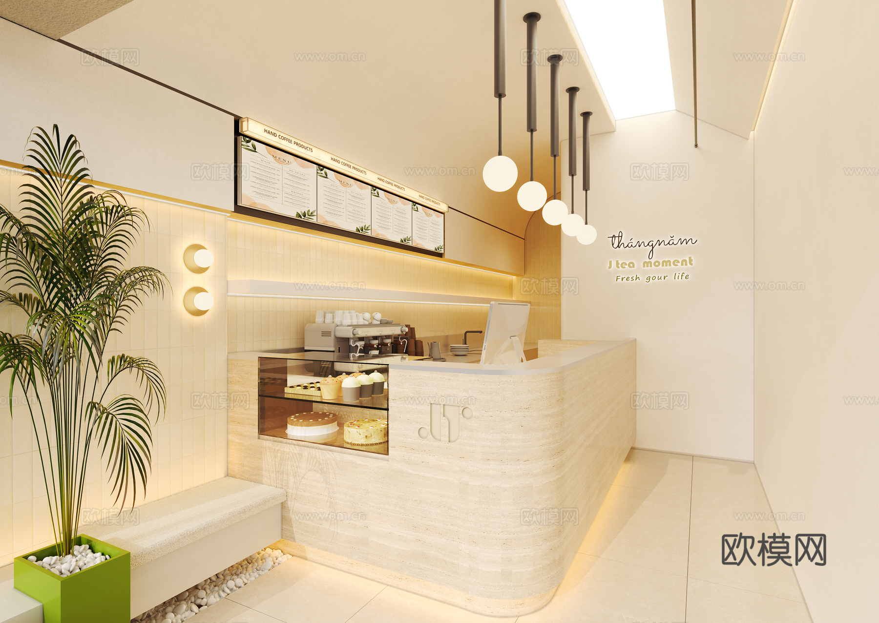 现代奶茶店3d模型