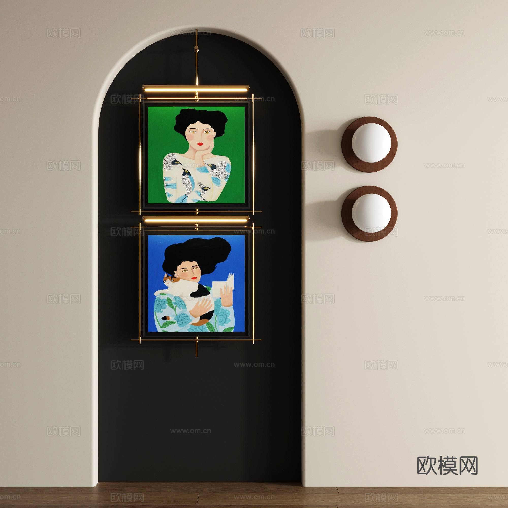 现代装饰画 复古装饰画su模型