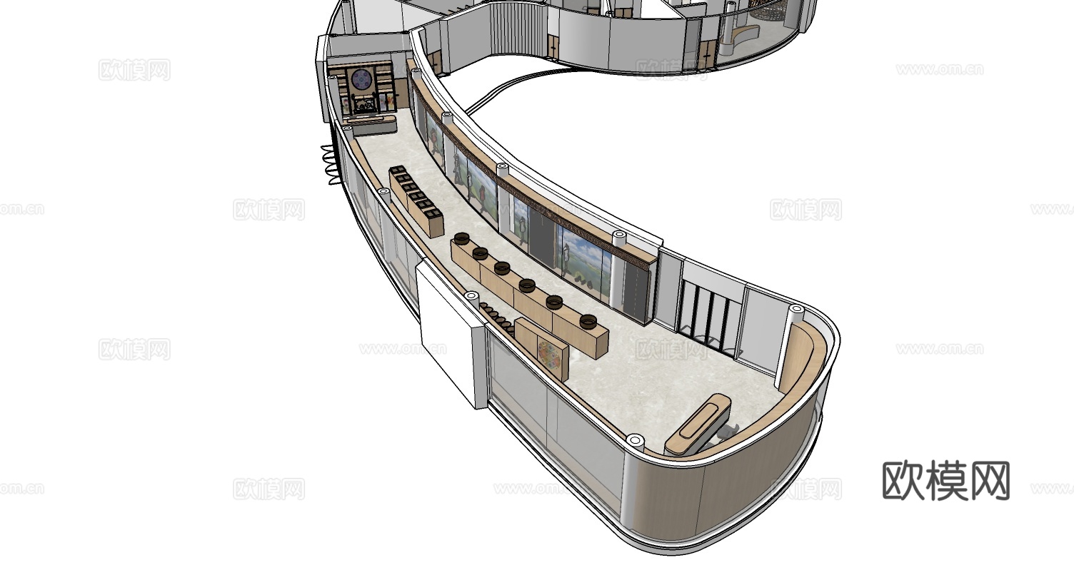 接待、展销区 异形建筑su模型