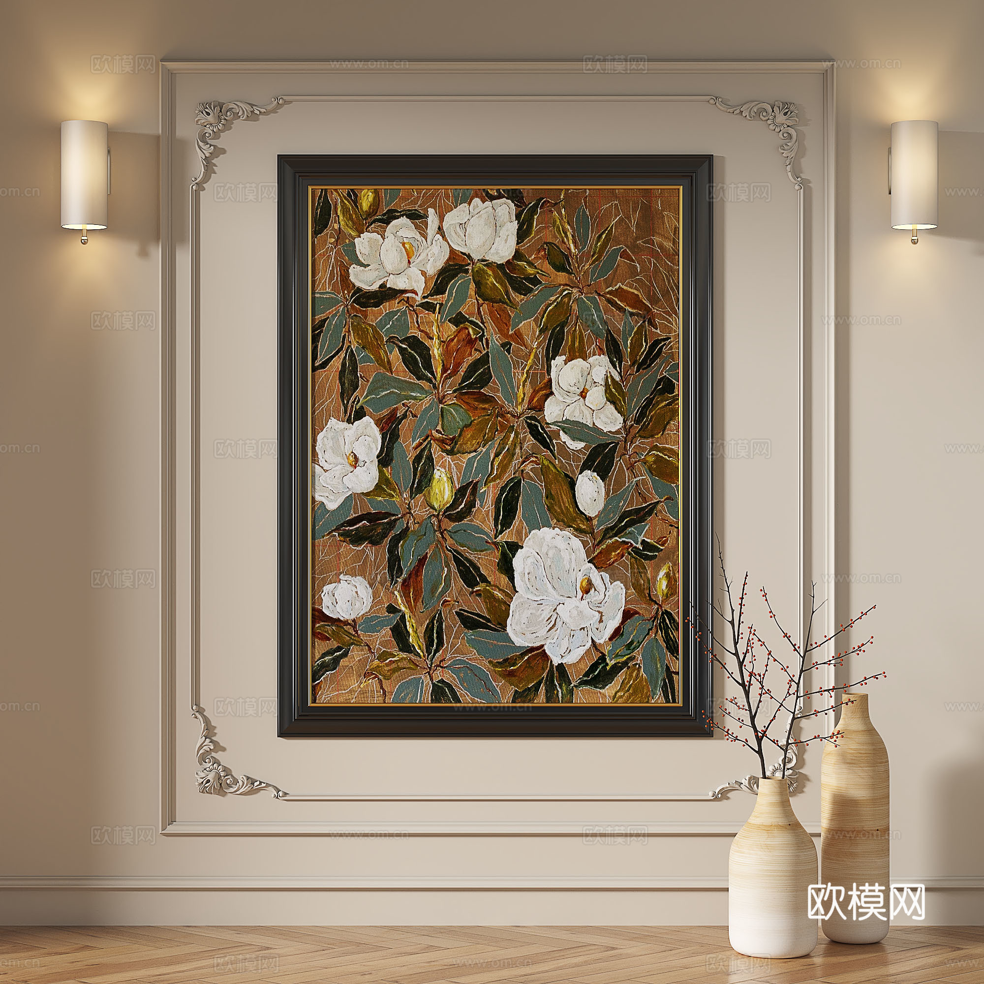 法式，中古，复古，油画，轻奢，抽象，现代，欧式，古典，装饰画3d模型