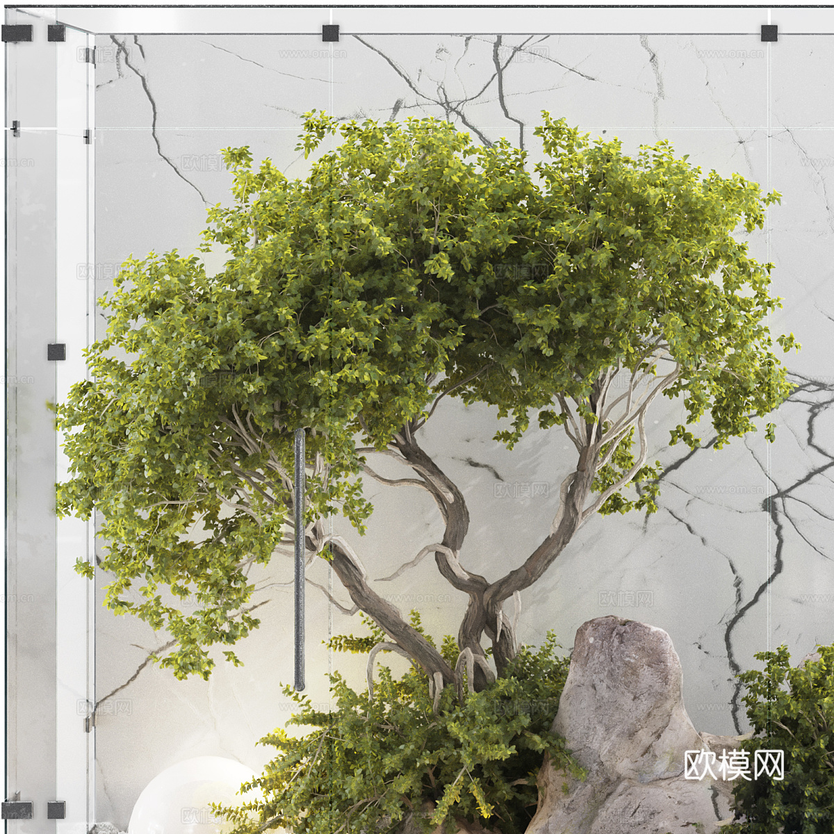 现代意式极简室内庭院3d模型