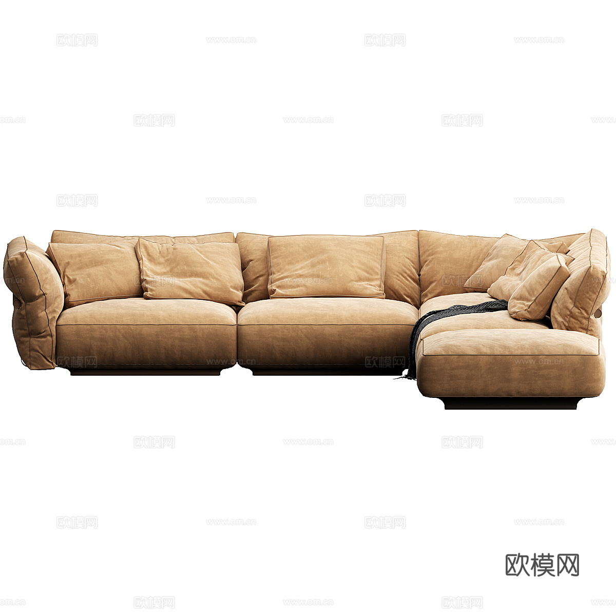 现代意式布艺转角沙发3d模型