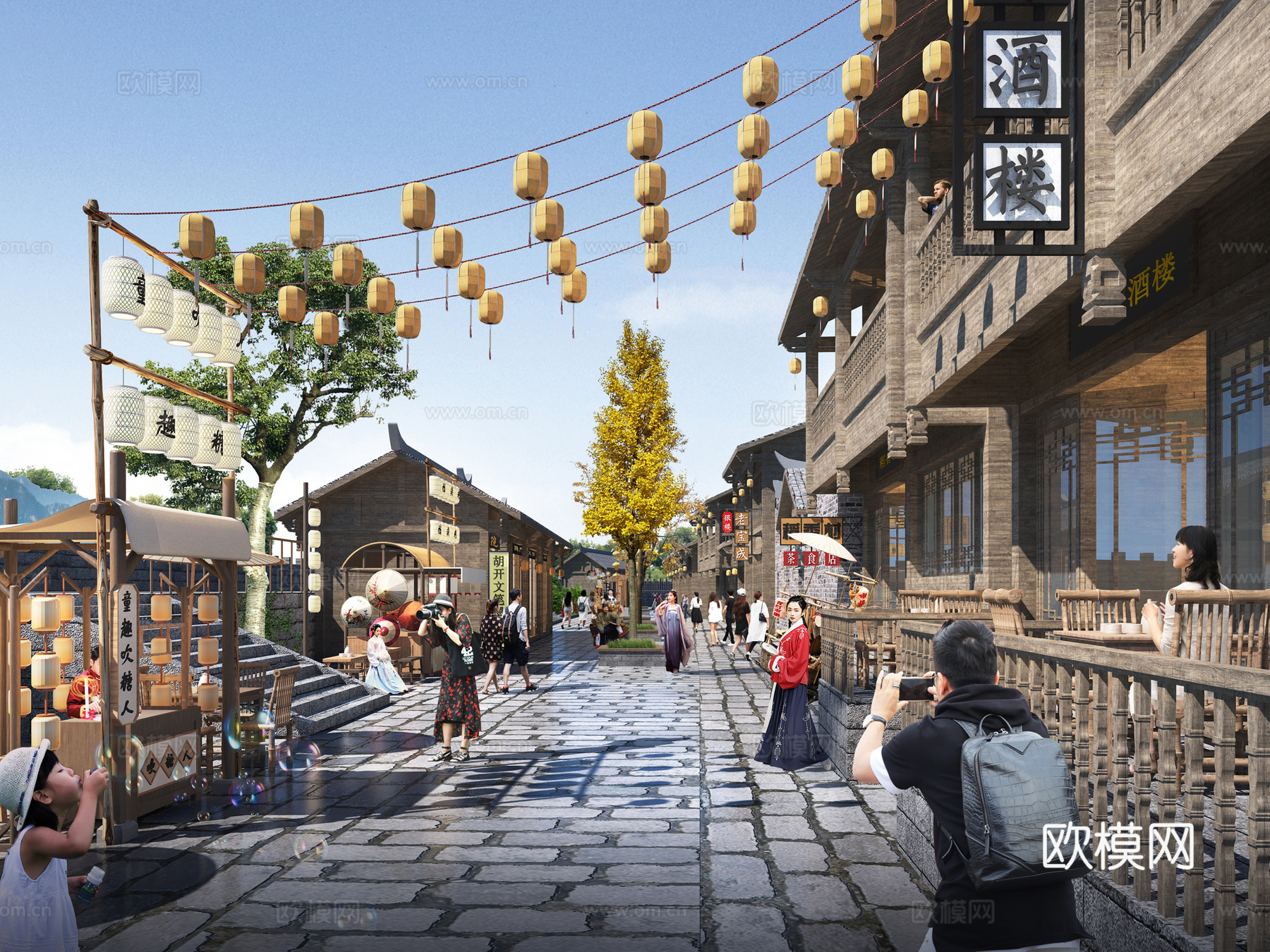 中式  古建 商业街3d模型