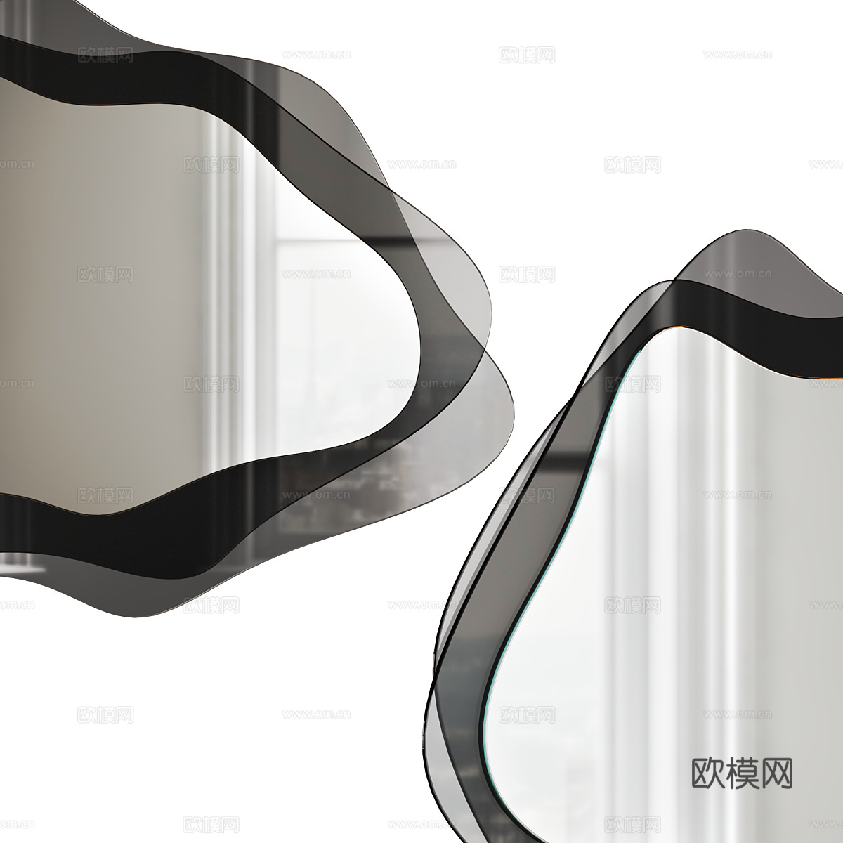 现代意式异形装饰镜子3d模型