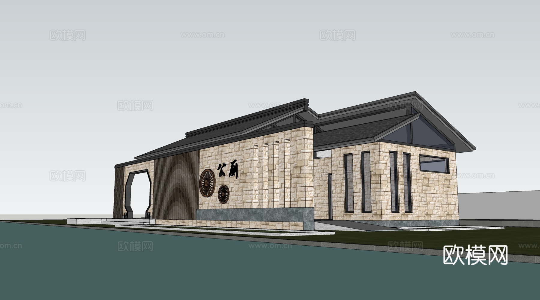 现代公厕建筑 厕所建筑 旅游厕所 公共卫生间su模型