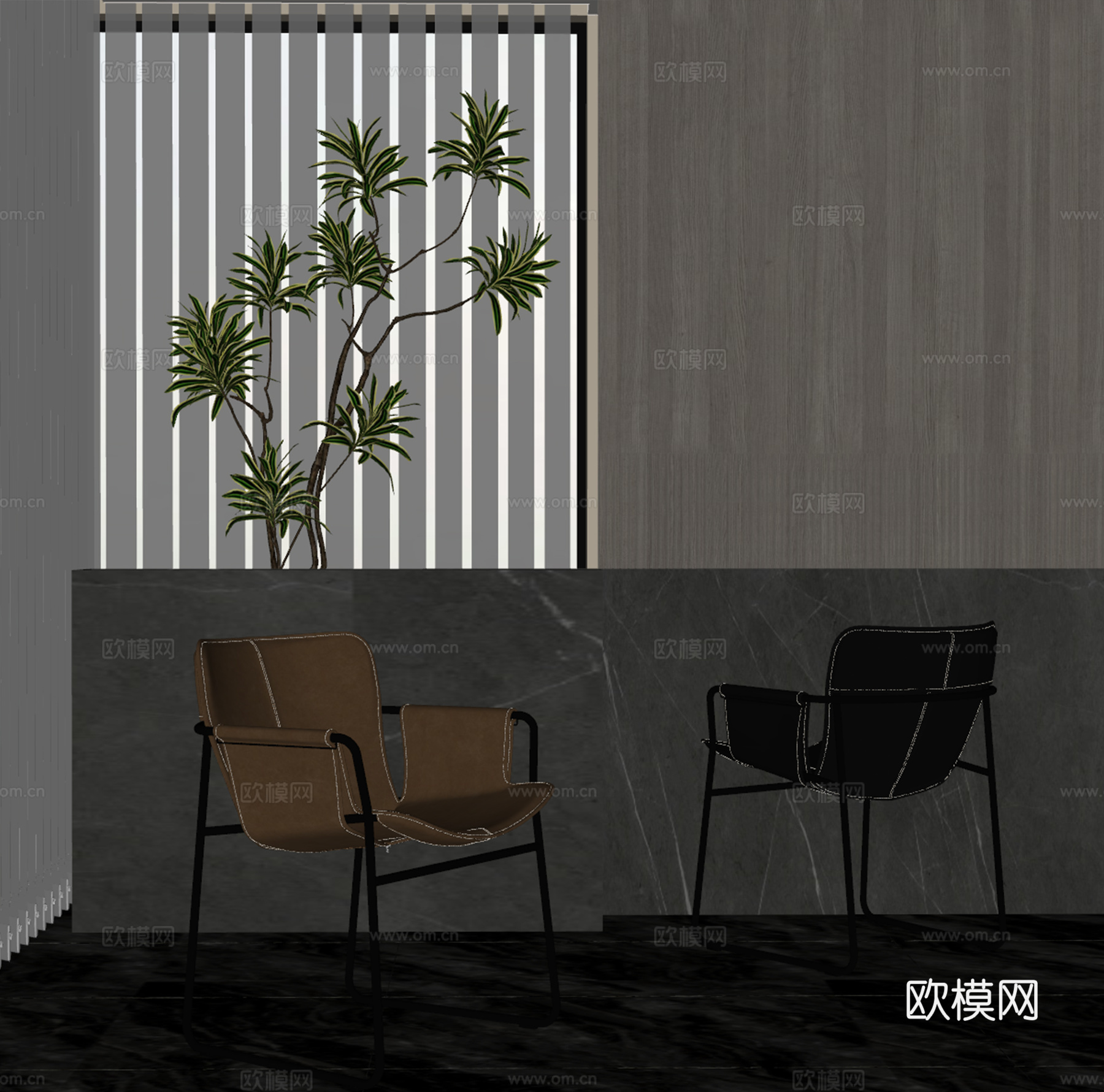 现代单椅 植物su模型