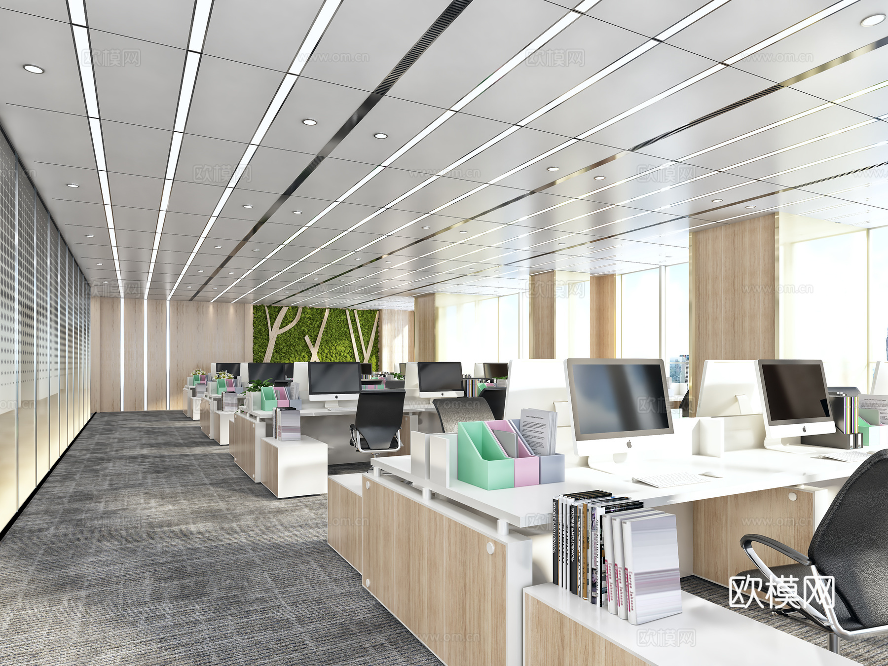现代开放式办公区3d模型