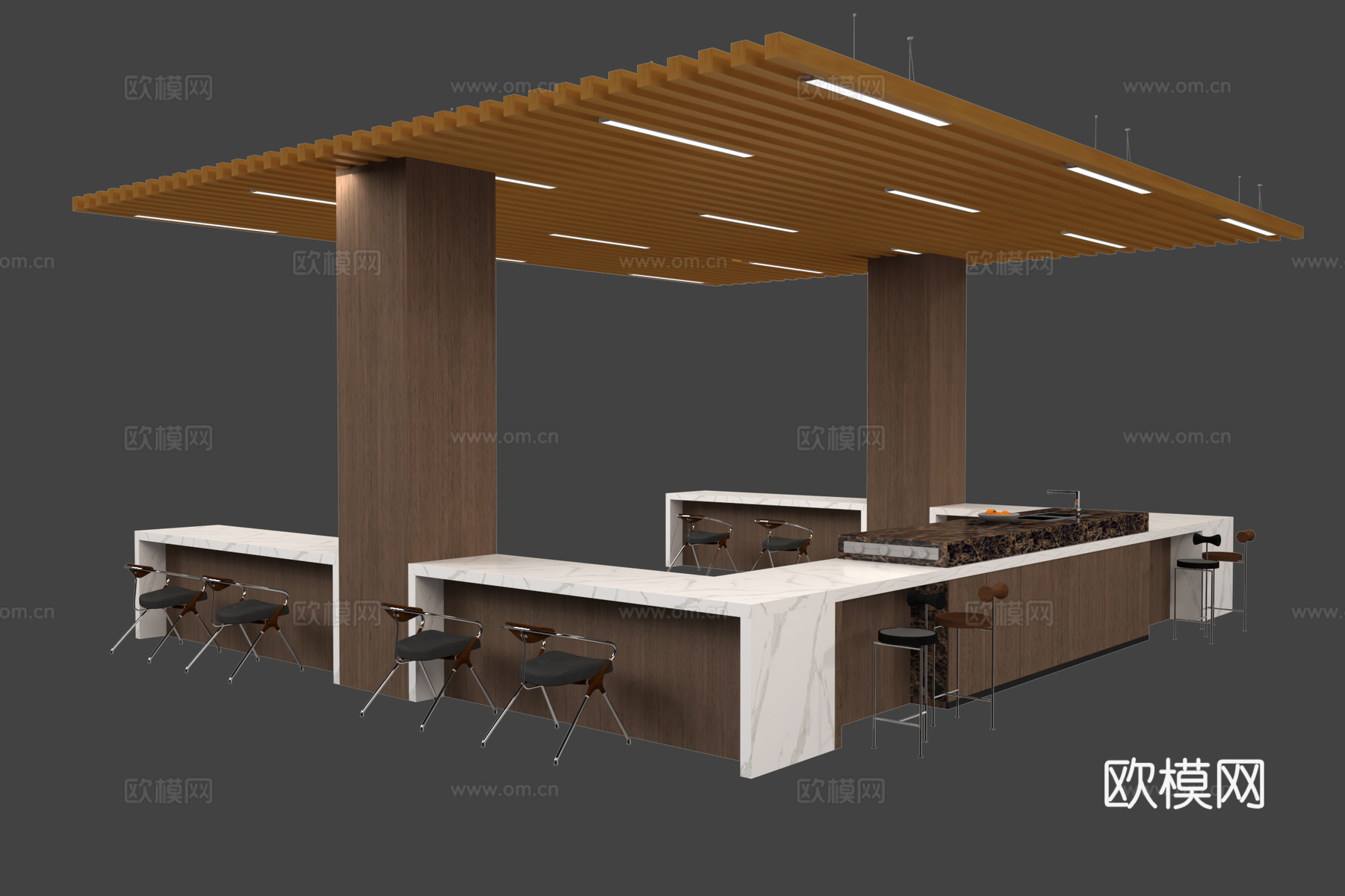 吧台 水吧台 酒吧台 厨房吧台 餐厅吧台3d模型