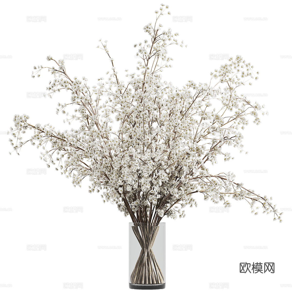 现代玻璃花瓶花艺3d模型