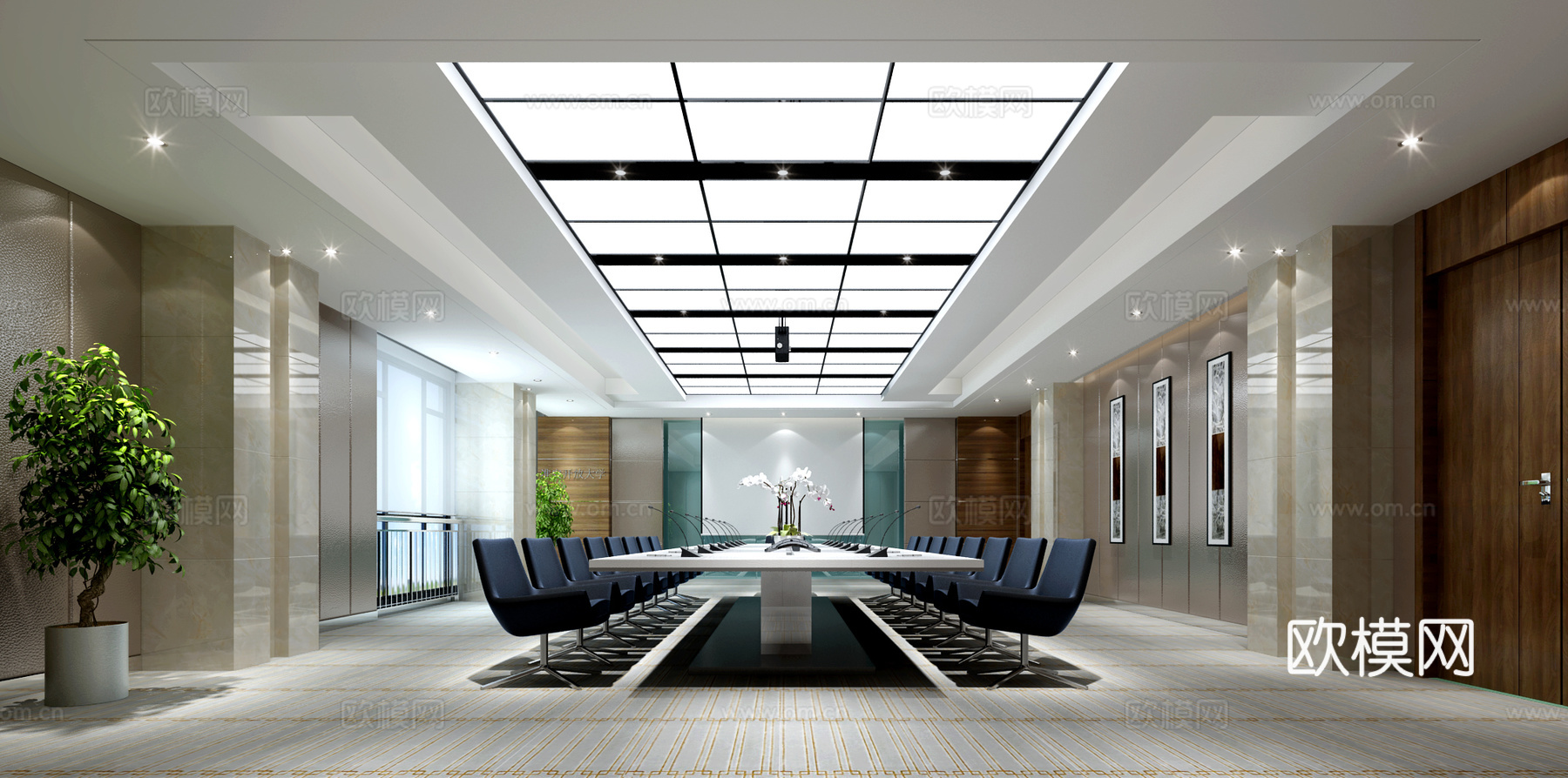现代会议室3d模型下载
