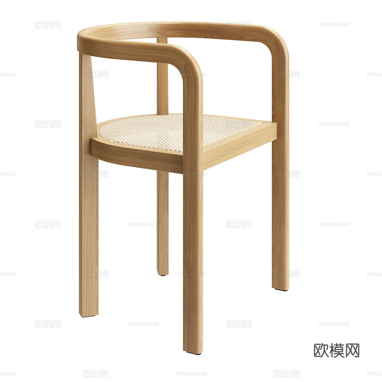 e15 新中式单椅 北欧单椅 餐椅 木椅 扶手椅 藤椅3d模型
