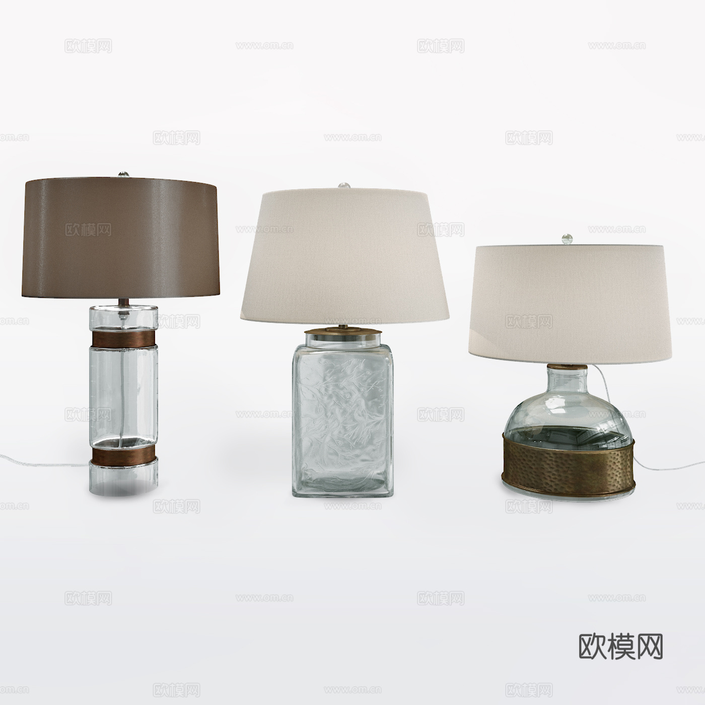 现代轻奢玻璃台灯3d模型