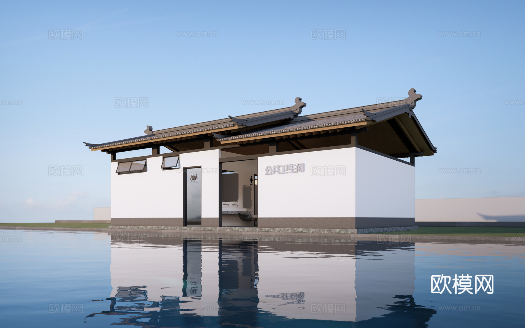 现代公厕建筑 厕所建筑 旅游厕所 公共卫生间su模型