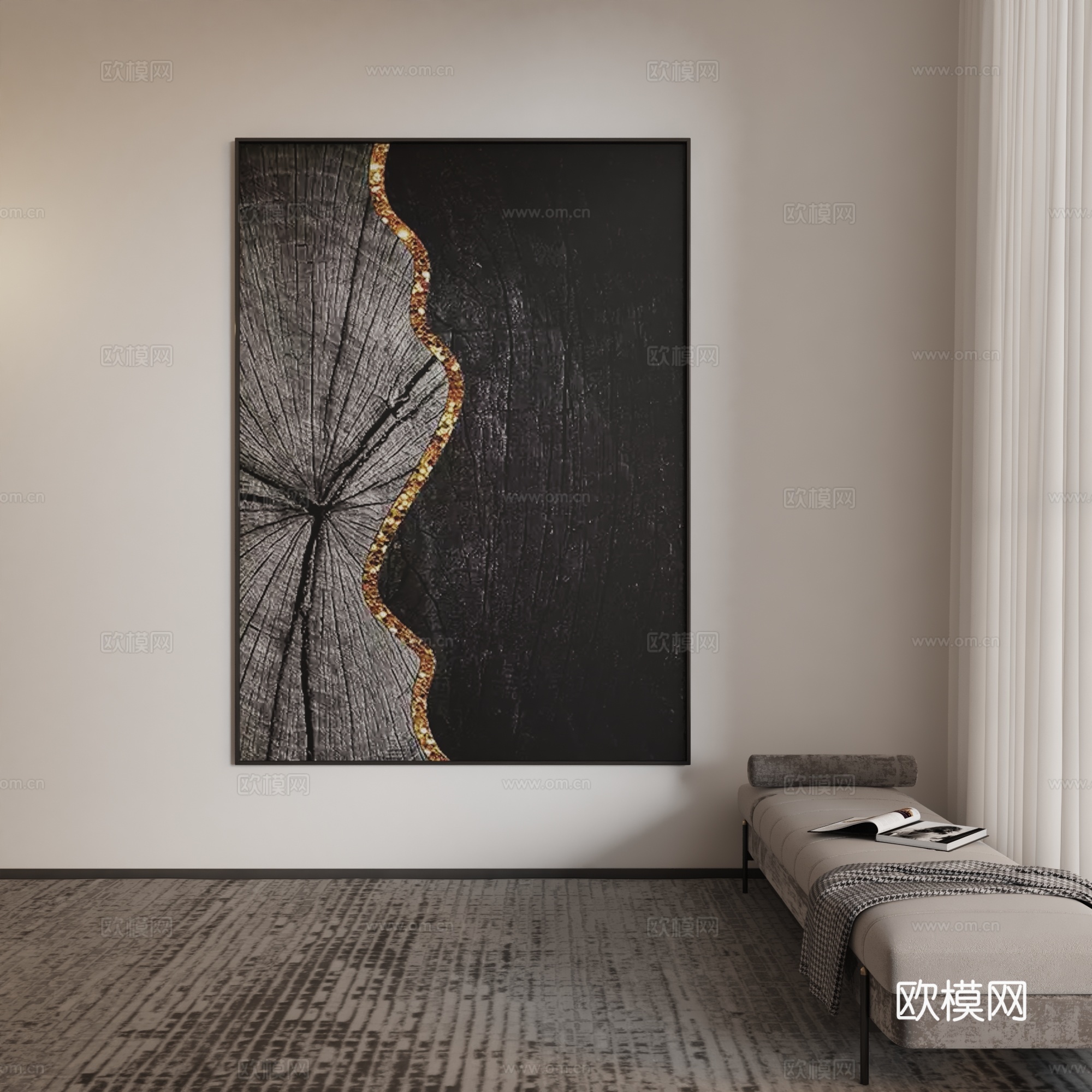 意式轻奢现代客厅玄关挂画3d模型