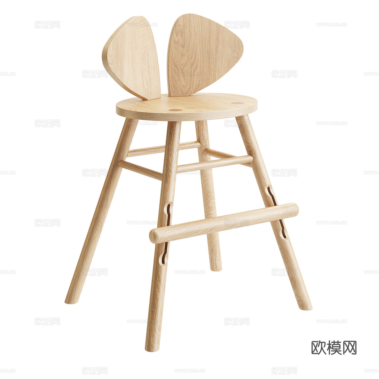 Nofred 北欧单椅 餐椅 橡木椅 木椅 儿童椅 书椅3d模型