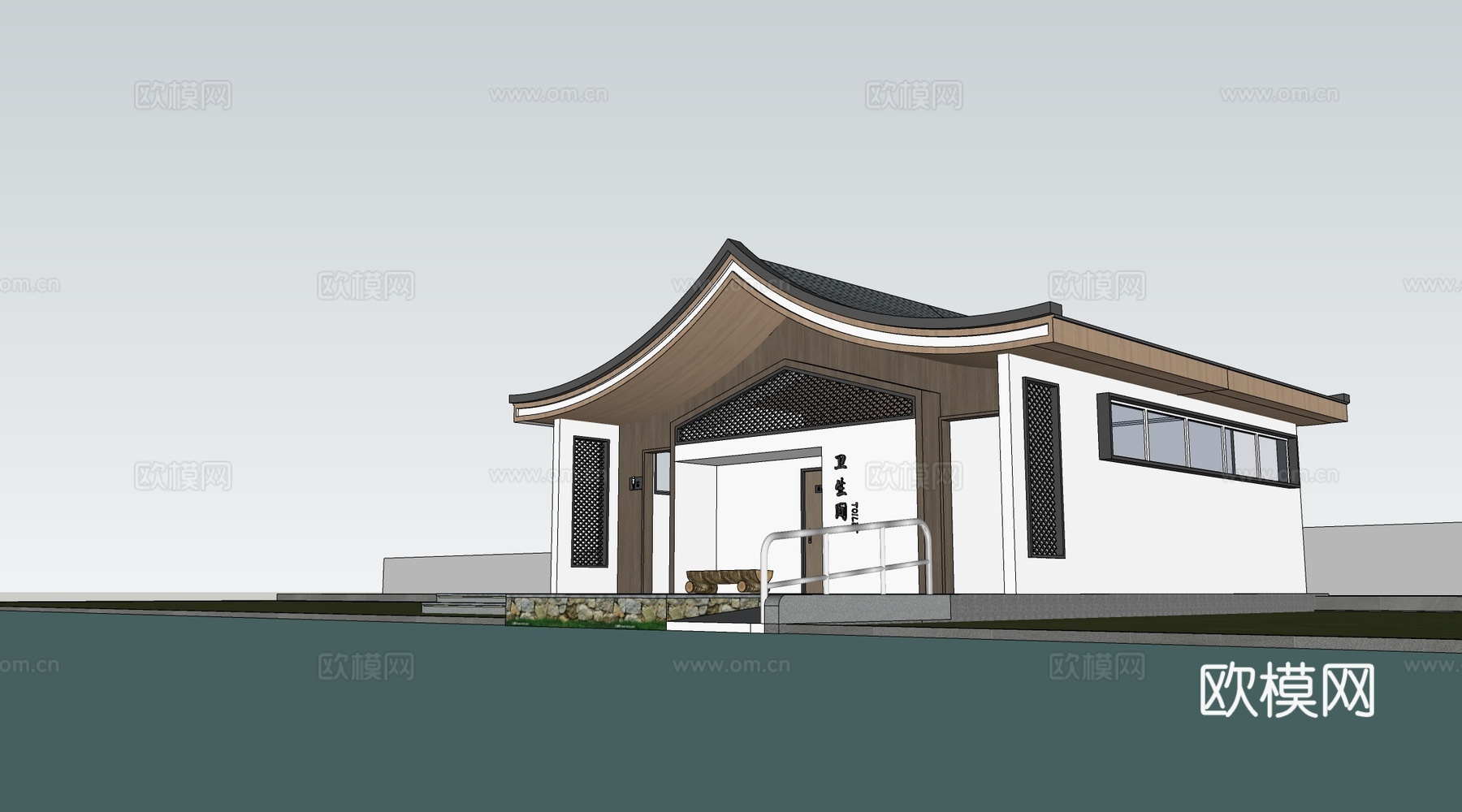 现代公厕建筑 厕所建筑 旅游厕所 公共卫生间su模型