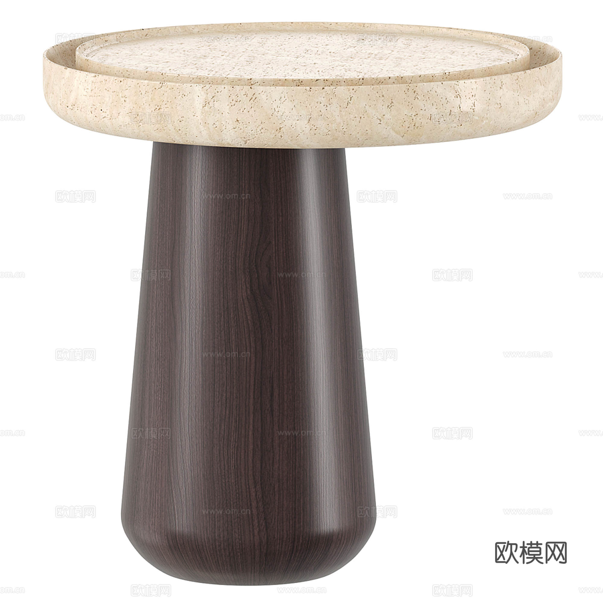 侘寂风圆形边几 圆几 茶几组合su模型