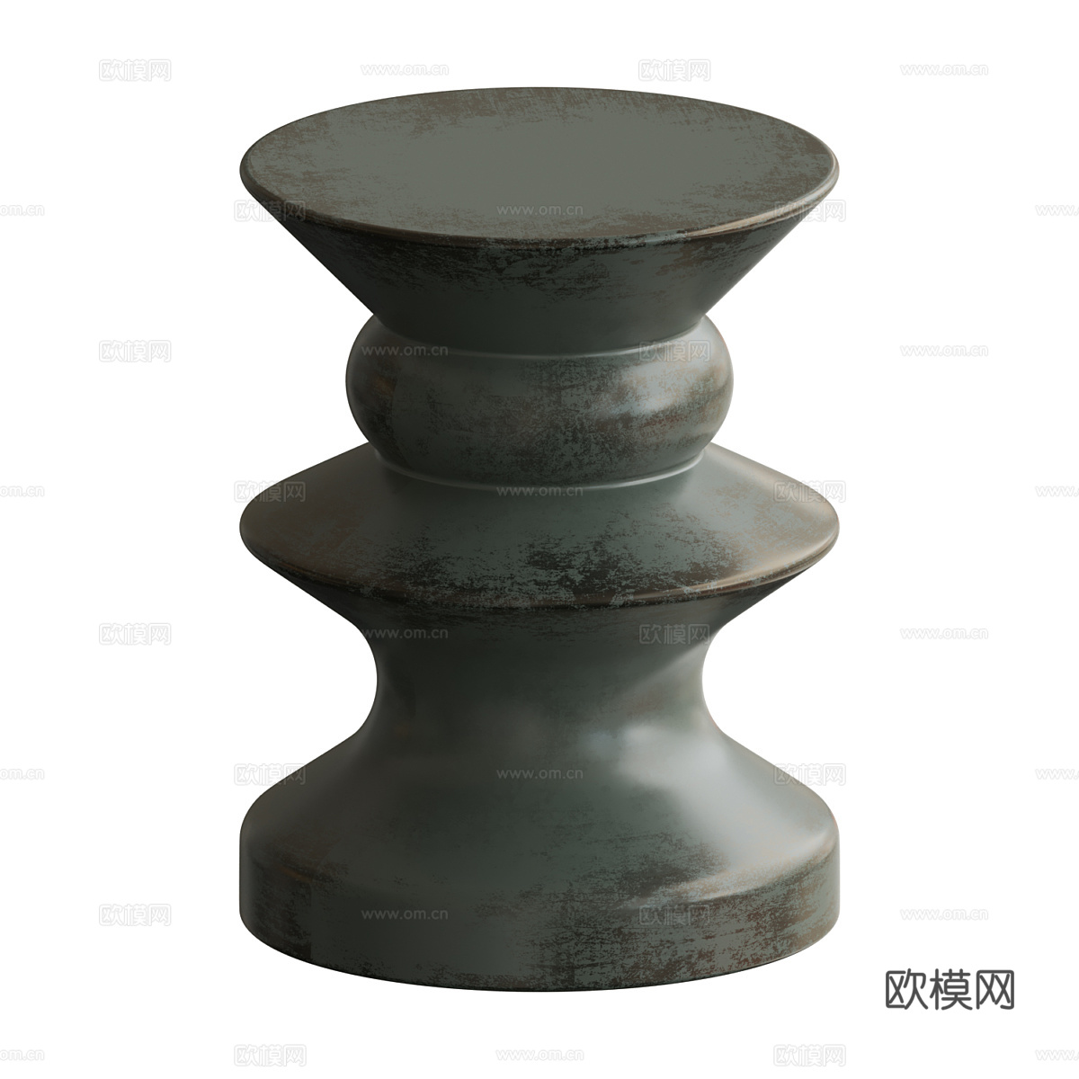 新中式轻奢圆边几3d模型