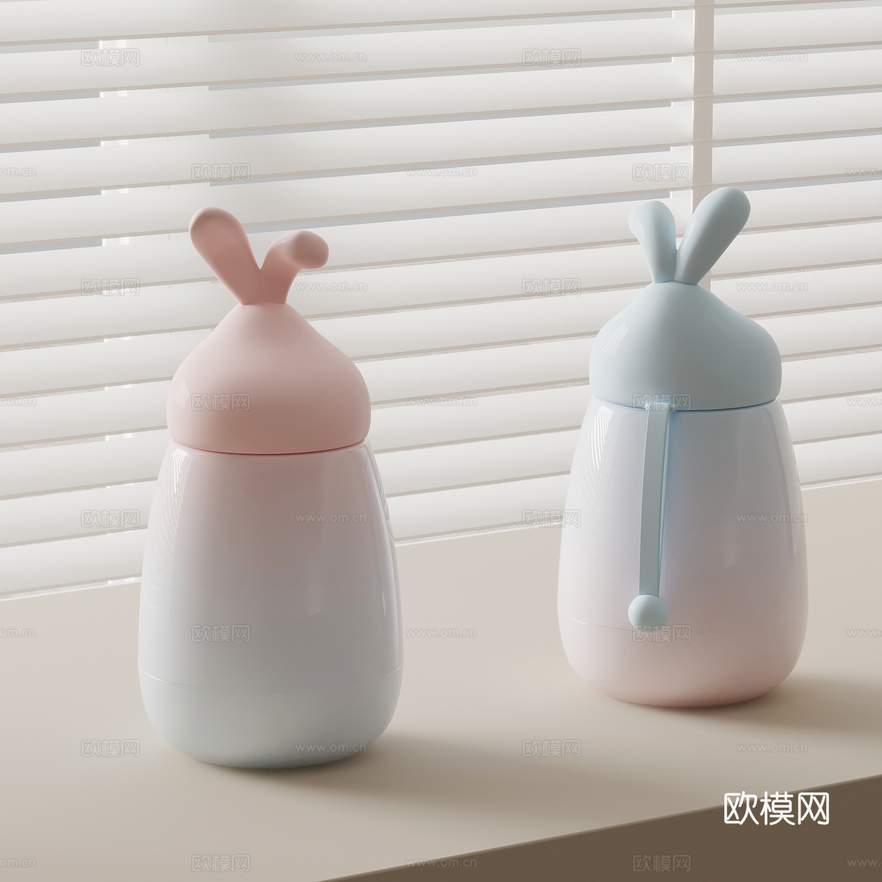 现代保温杯 兔子保温杯3d模型