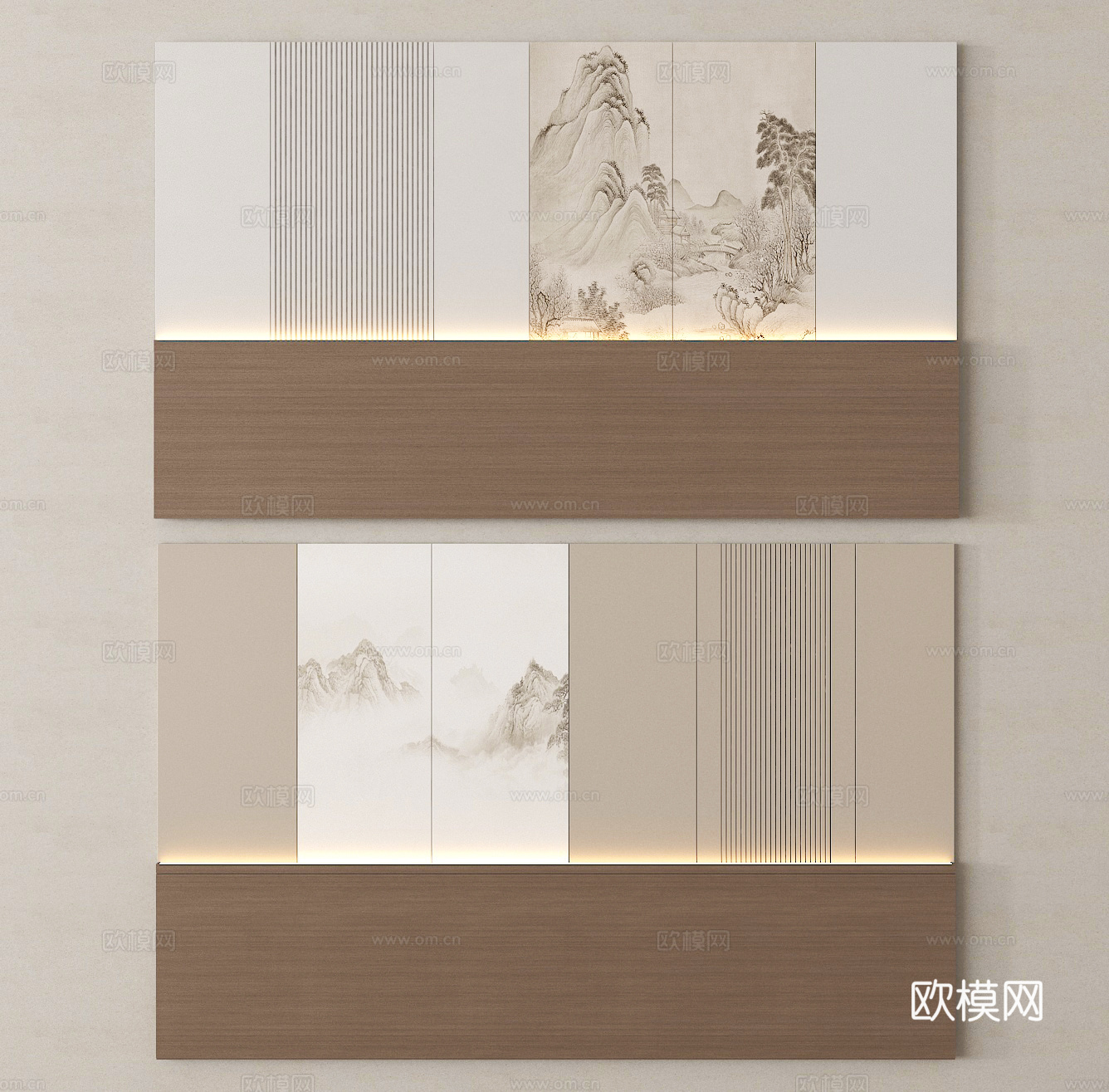 客厅背景墙 电视背景墙su模型