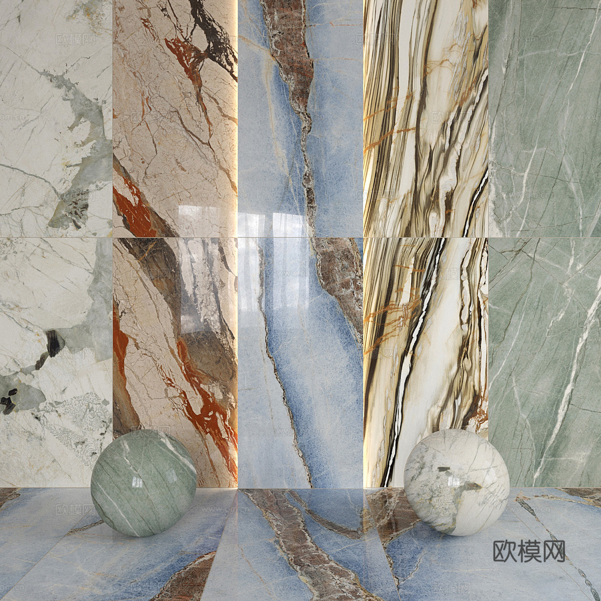 现代意式轻奢大理石 岩板 奢石 PU石材3d模型