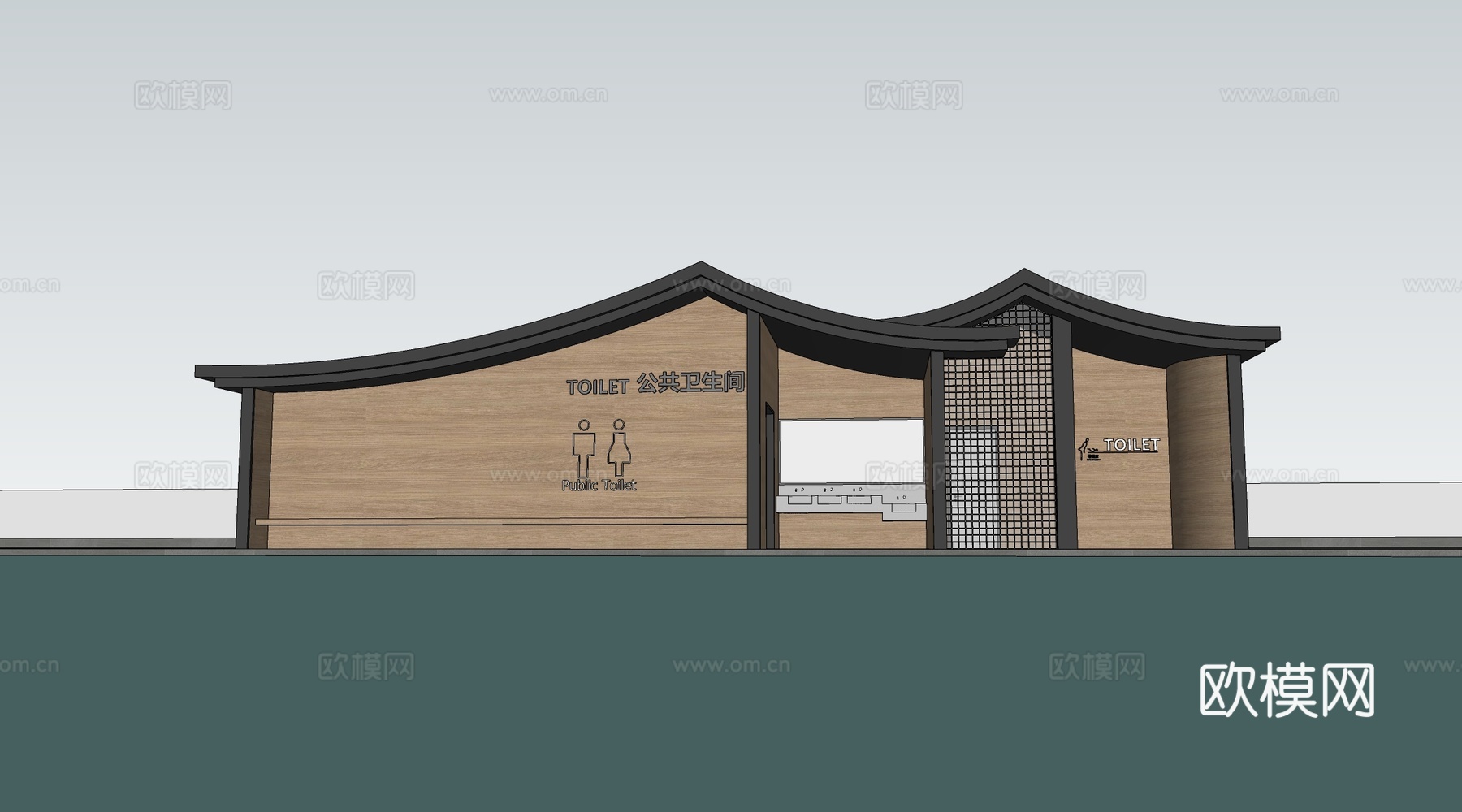 现代公厕建筑 厕所建筑 旅游厕所 公共卫生间su模型