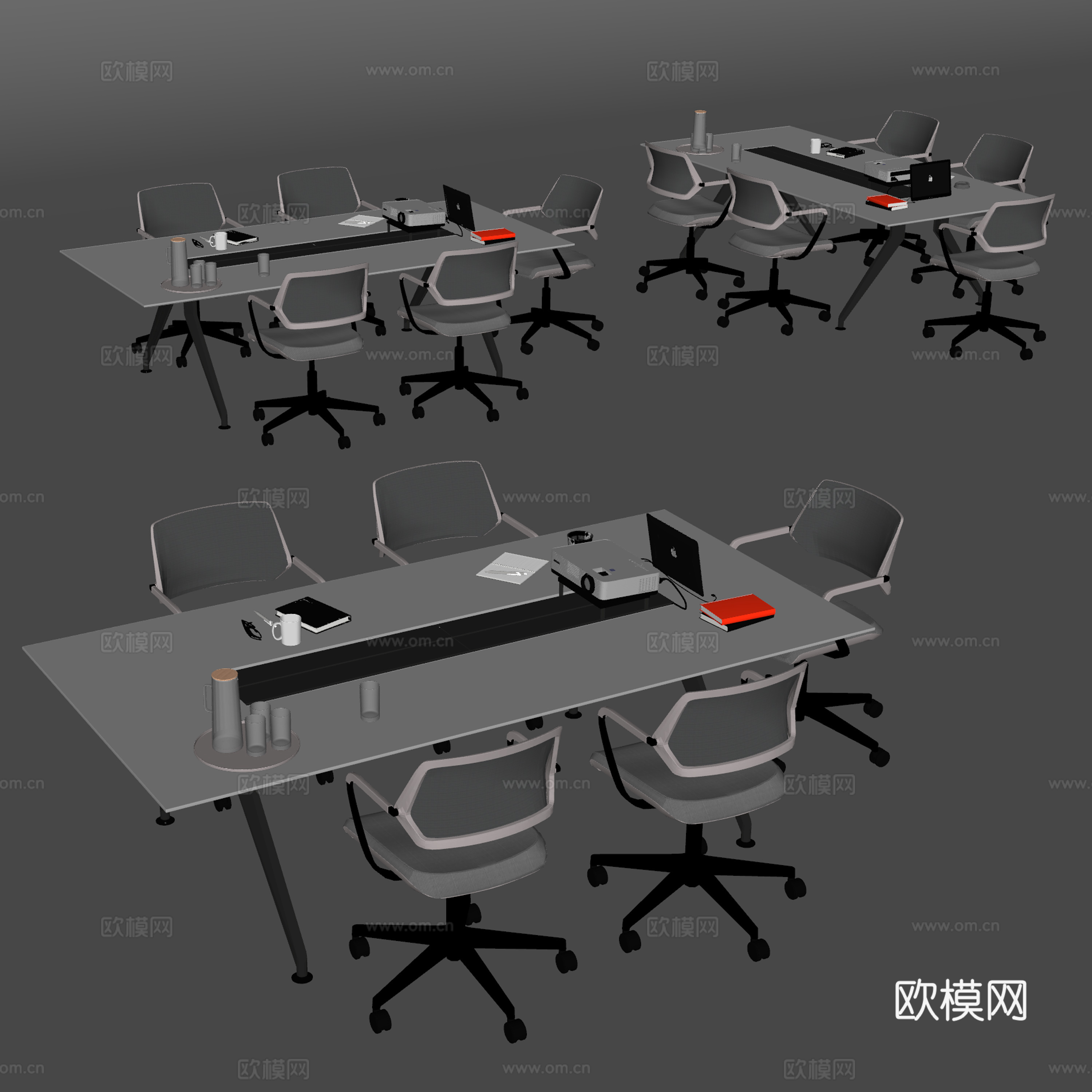现代办公桌椅su模型