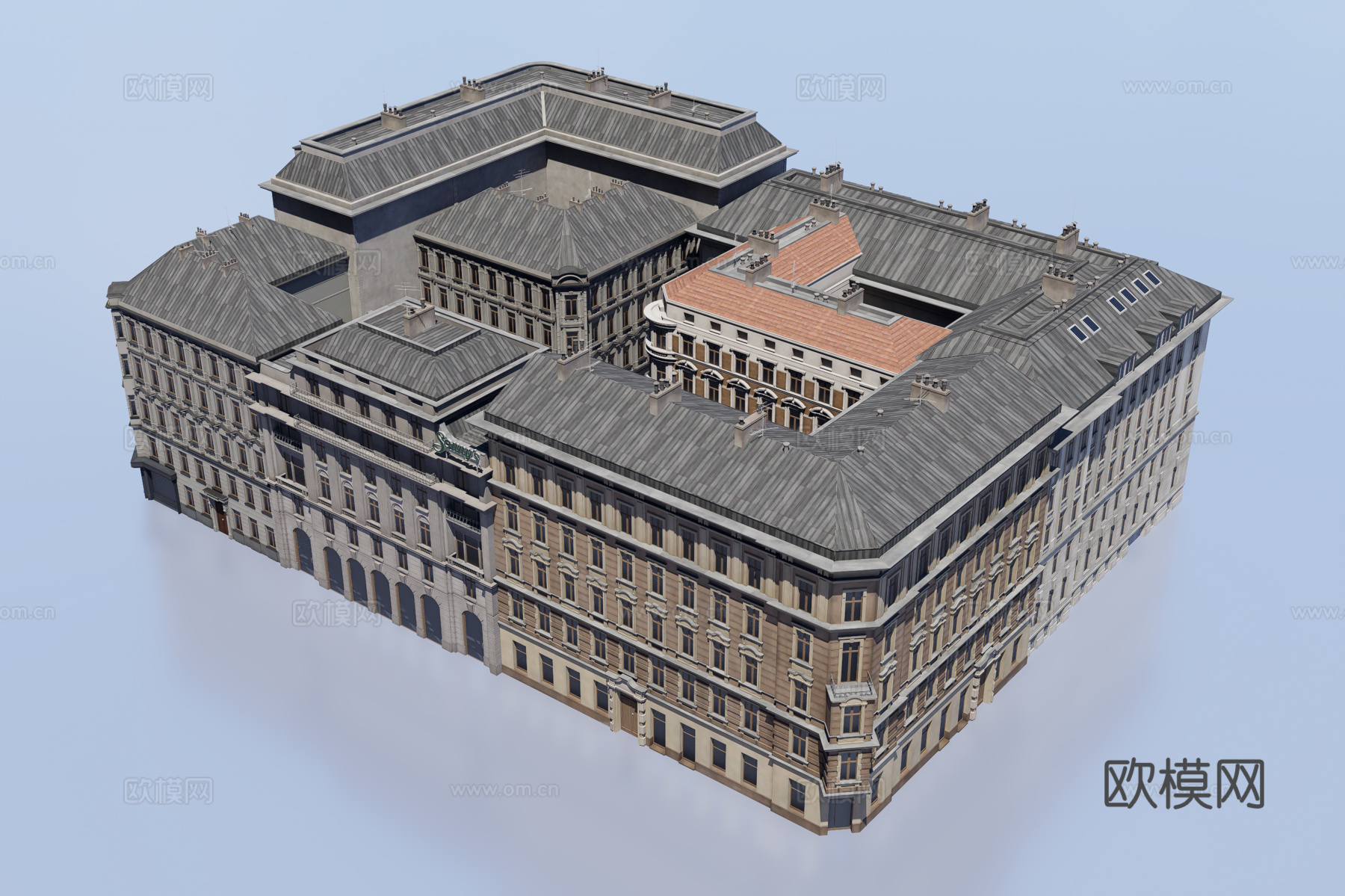 欧式围合建筑3d模型