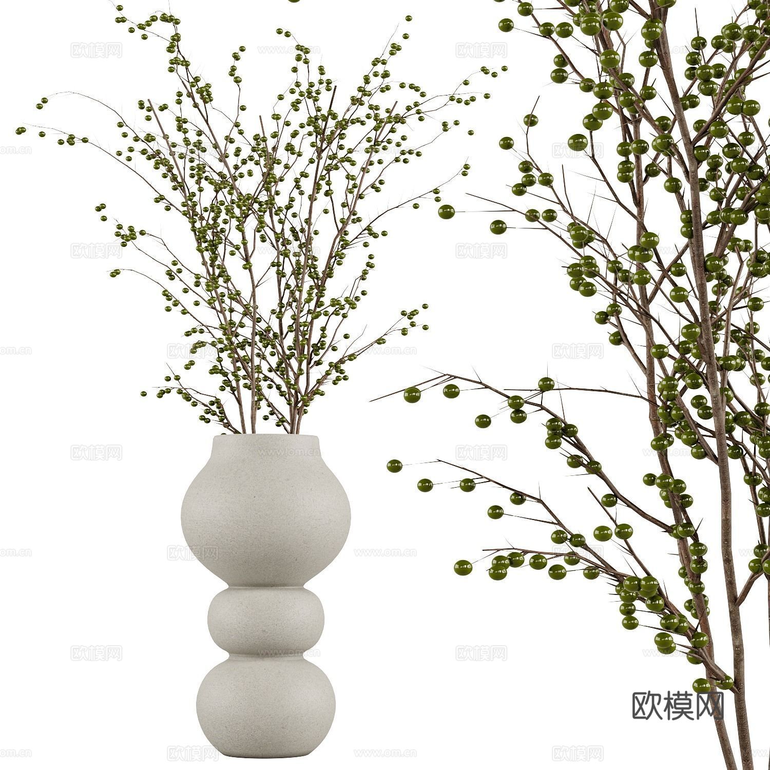 新中式侘寂花瓶花艺3d模型