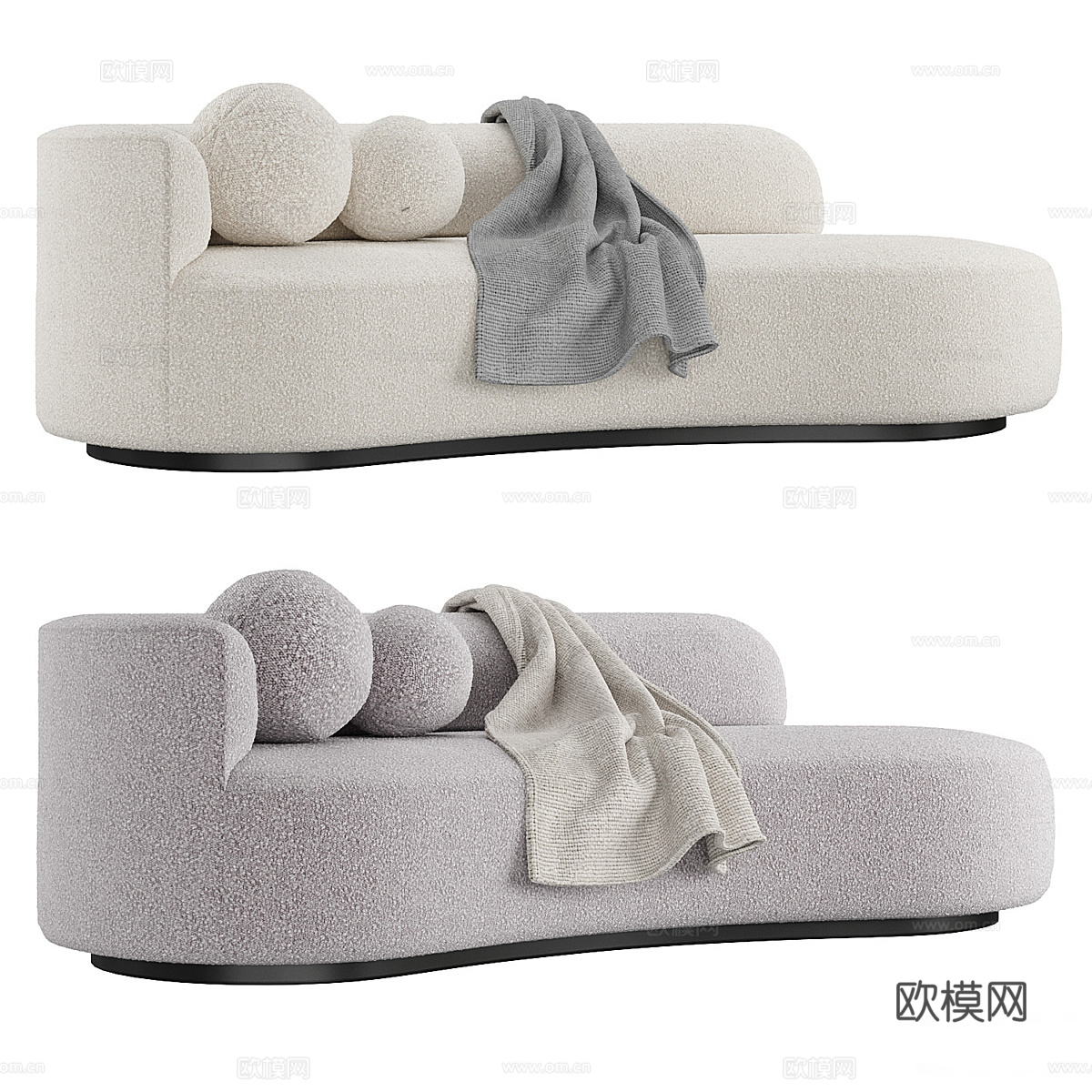 现代奶油风布艺休闲沙发3d模型