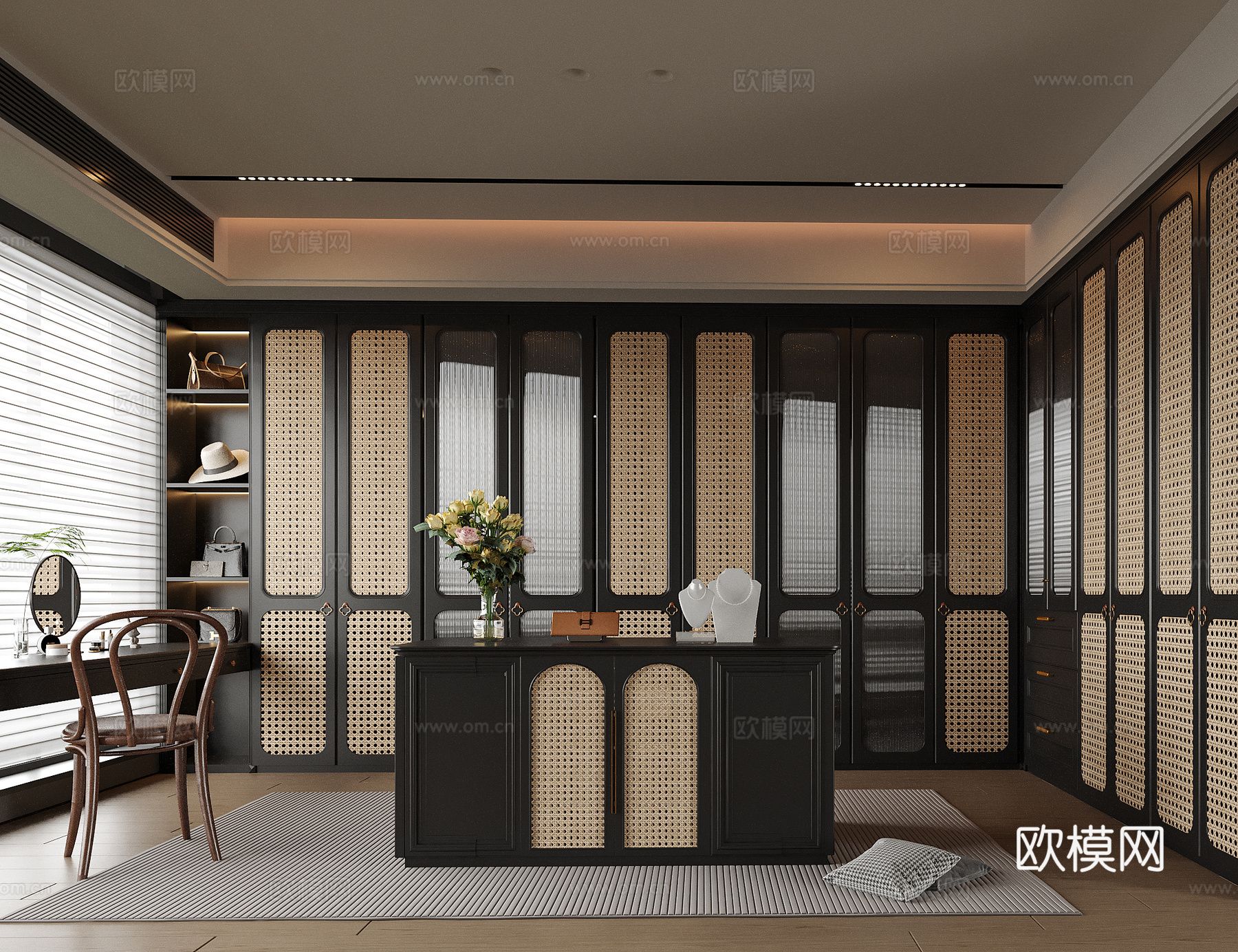 现代岛台衣帽间 衣柜 梳妆台3d模型