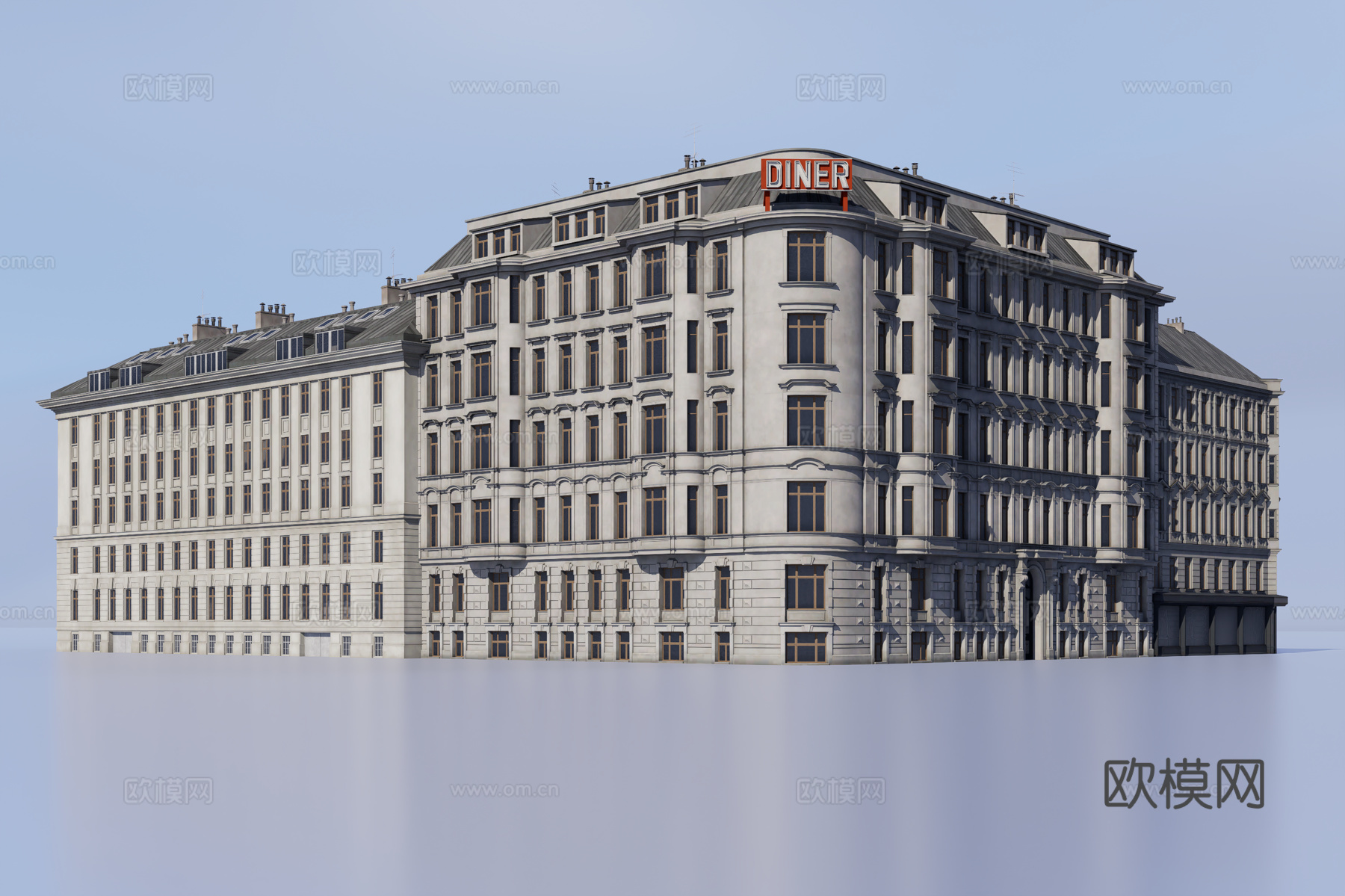 欧式围合建筑3d模型