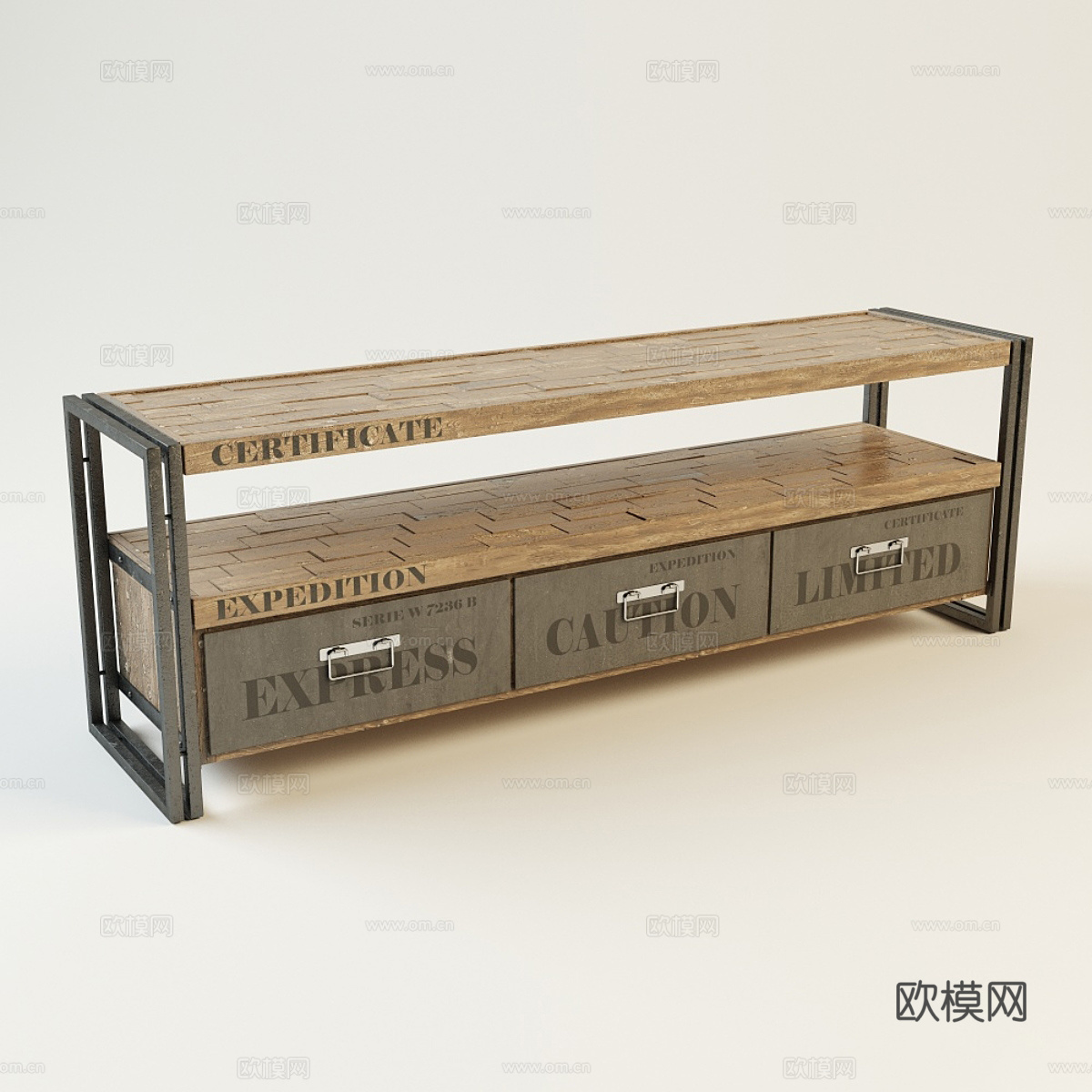 工业风电视柜 旧木玄关柜 美式乡村风电视柜3d模型