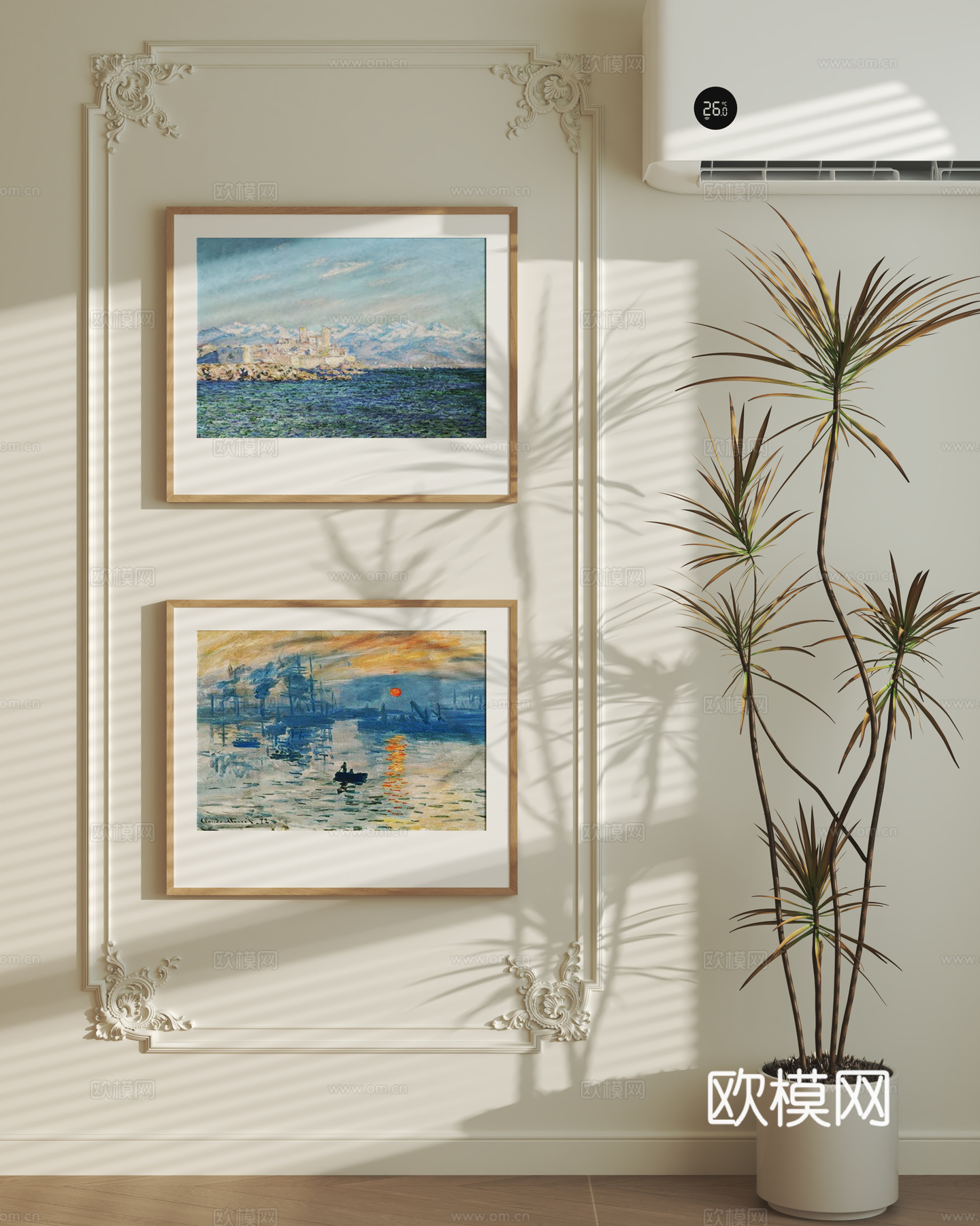 北欧装饰画 绿植盆栽su模型