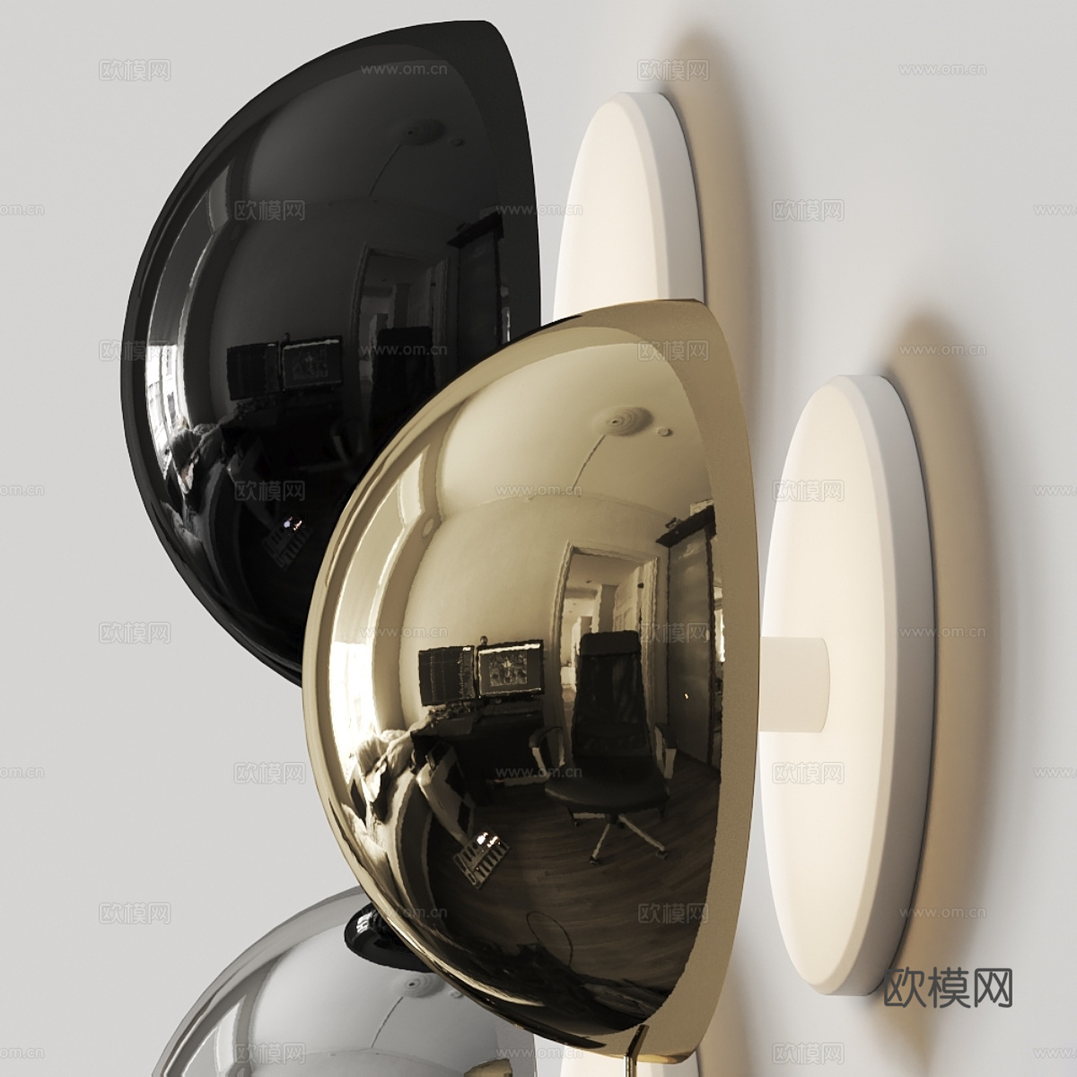 现代意式轻奢金属壁灯3d模型