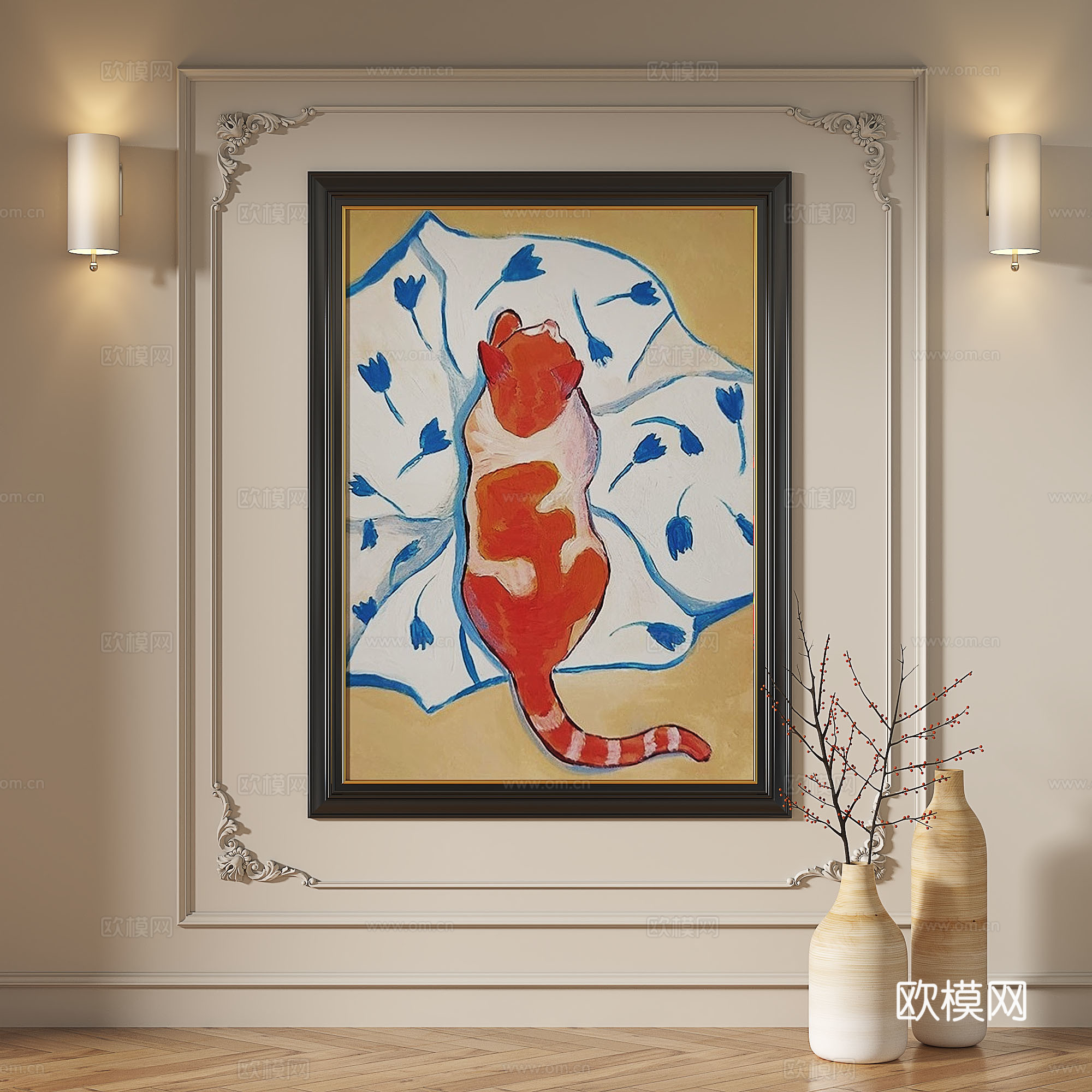 法式，复古，油画，现代，简约，轻奢，现代，装饰画3d模型