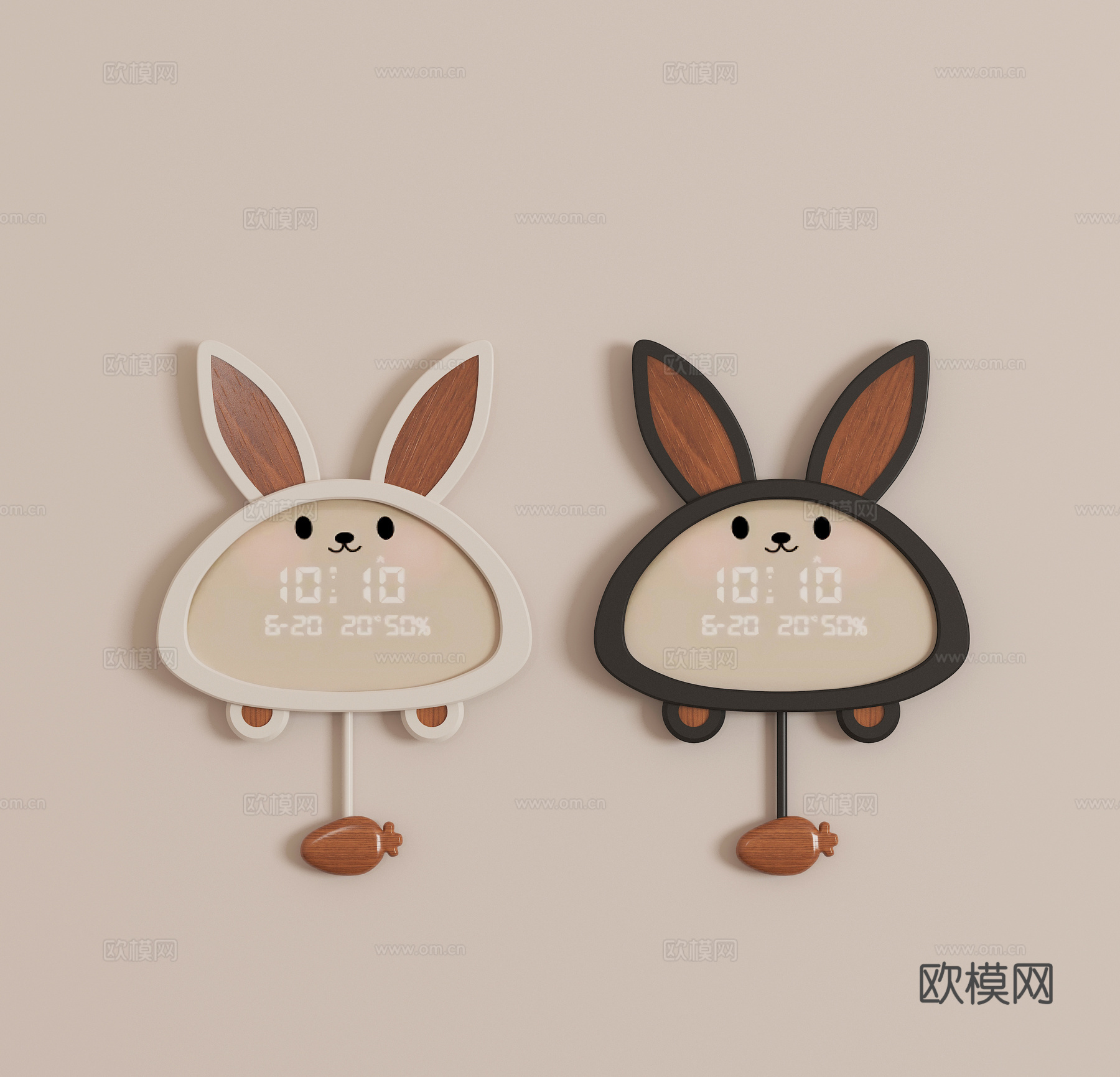 现代简约吊钟墙饰挂件3d模型