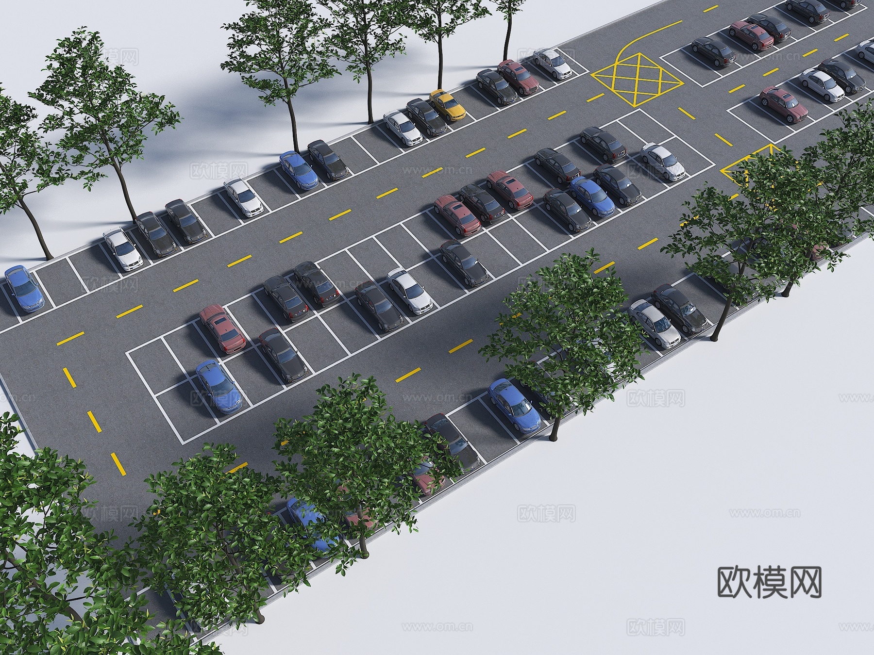 现代公共停车场 户外停车场  商场停车场 现代停车位 轿车停3d模型