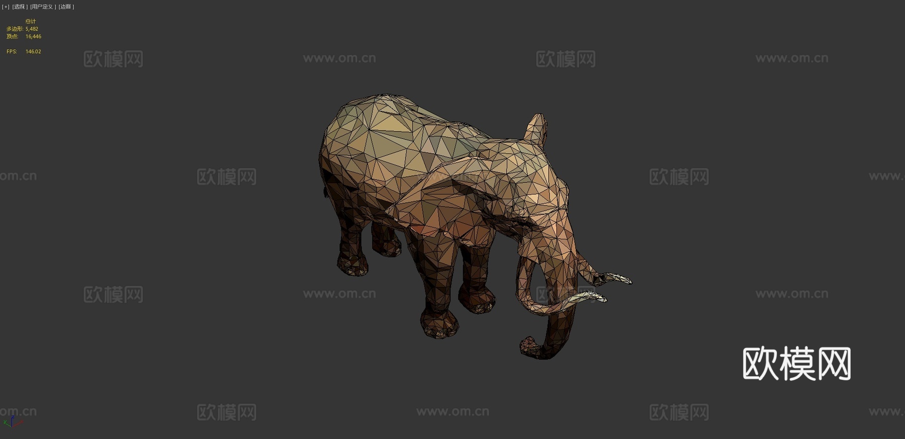 大象低多边形艺术非洲动物3d模型