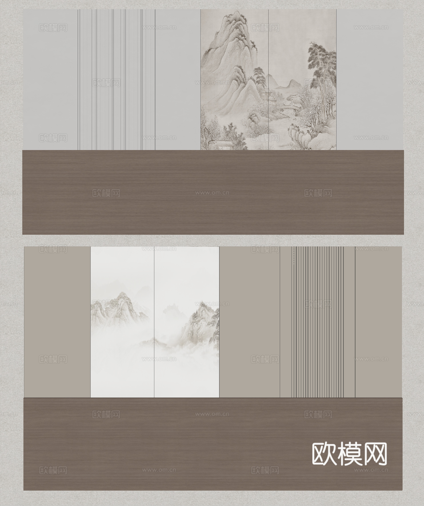 客厅背景墙 电视背景墙su模型
