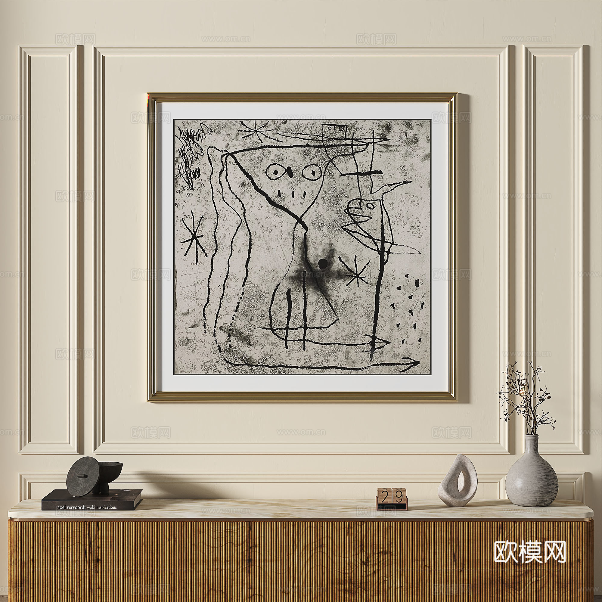 法式，复古，油画，简约，现代，轻奢，抽象，装饰画3d模型